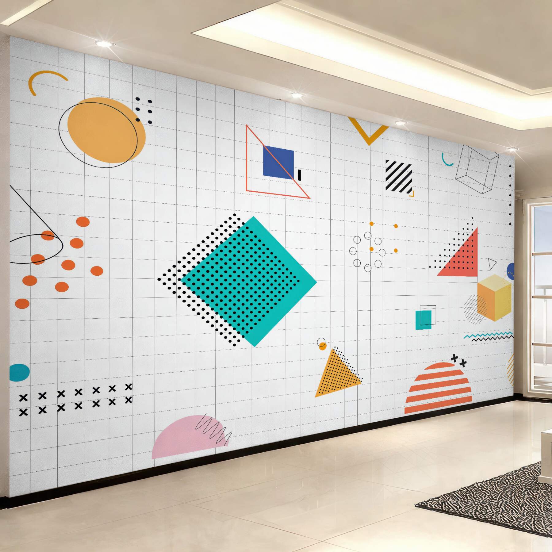Fototapeta kolorowa geometria w stylu memphis