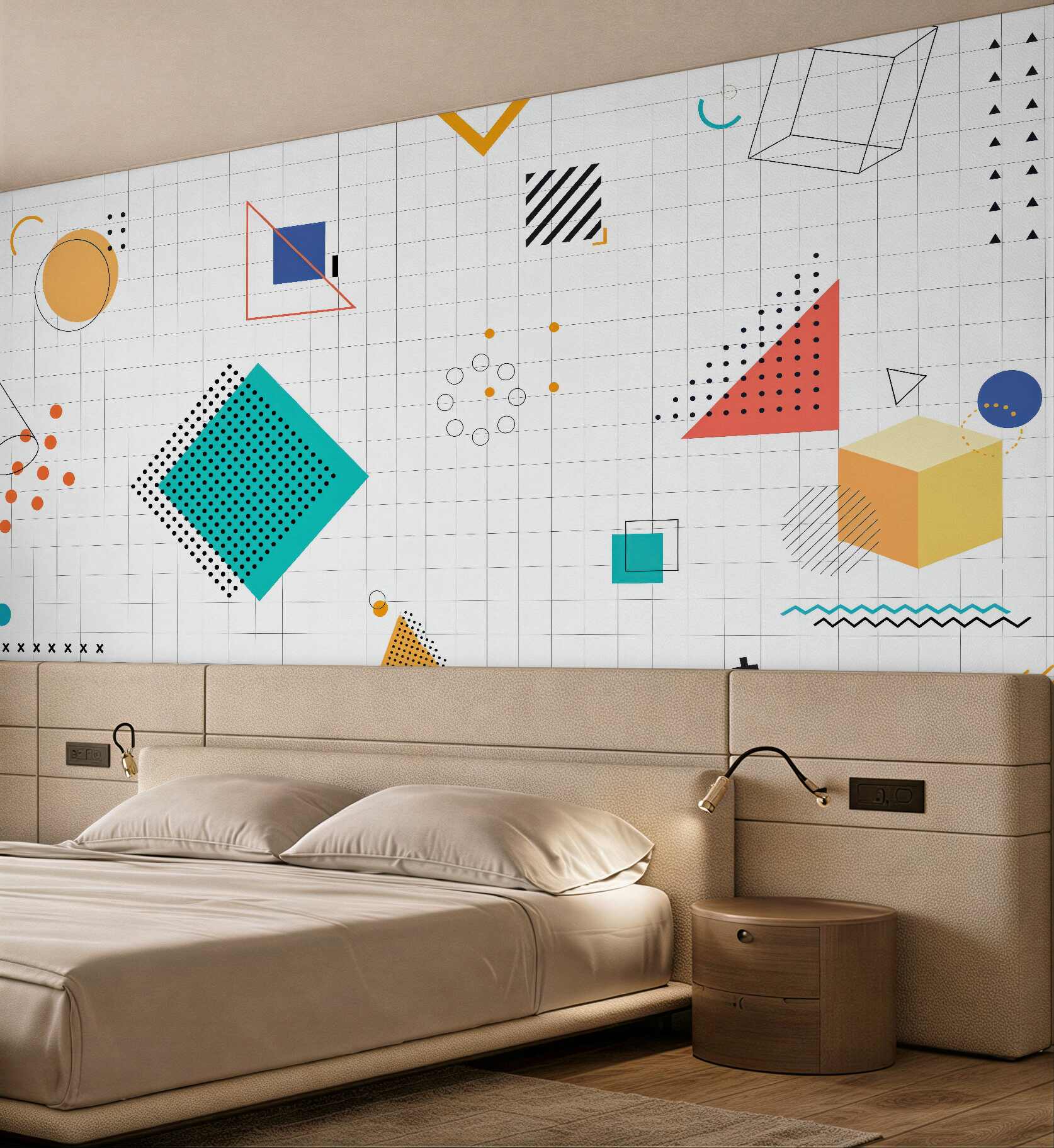 Fototapeta kolorowa geometria w stylu memphis