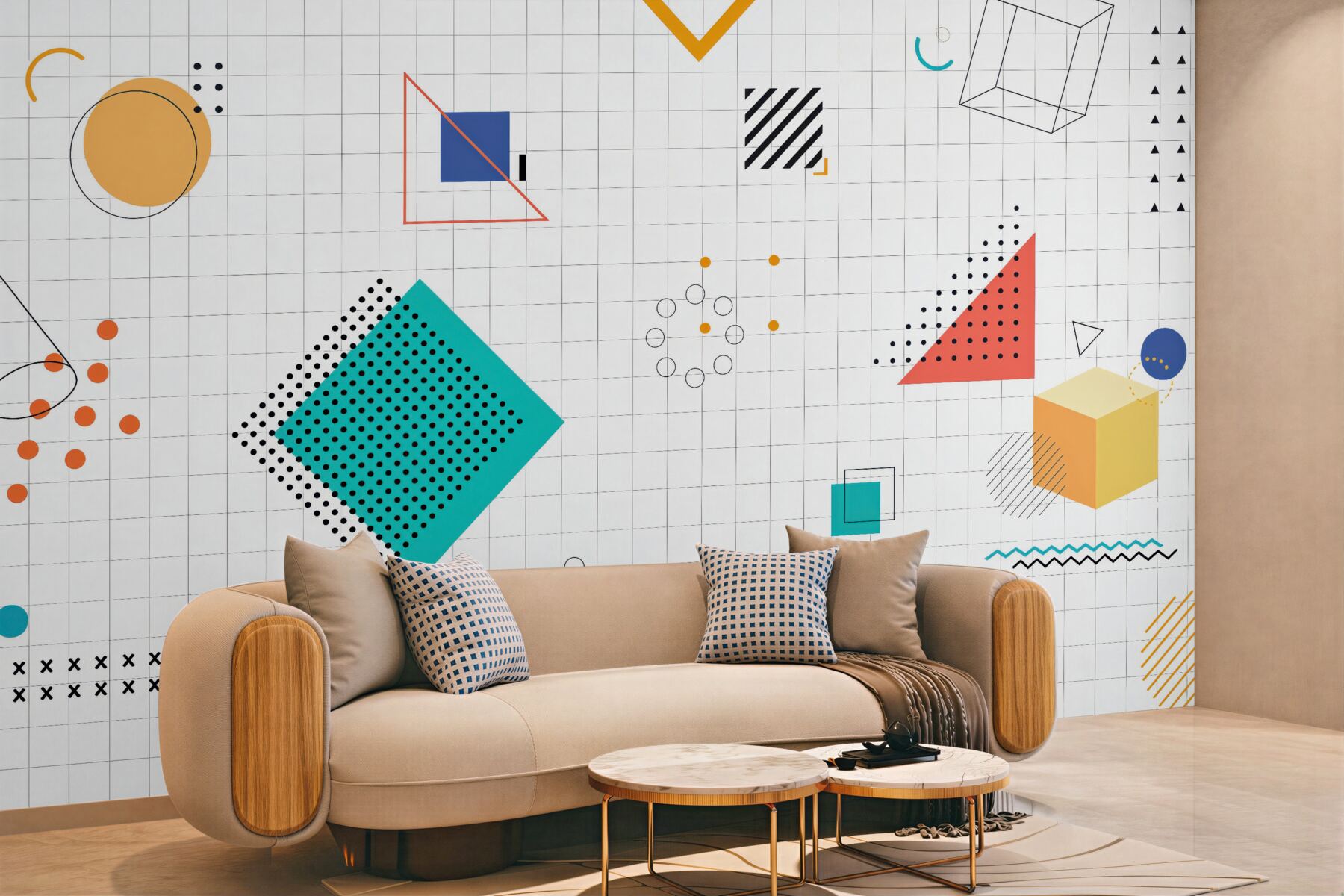 Fototapeta kolorowa geometria w stylu memphis