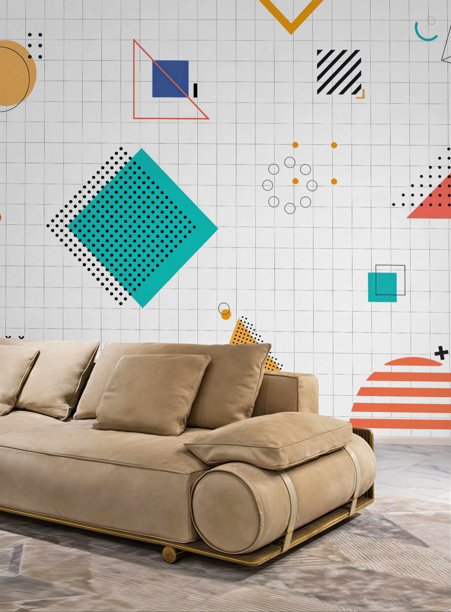 Fototapeta kolorowa geometria w stylu memphis