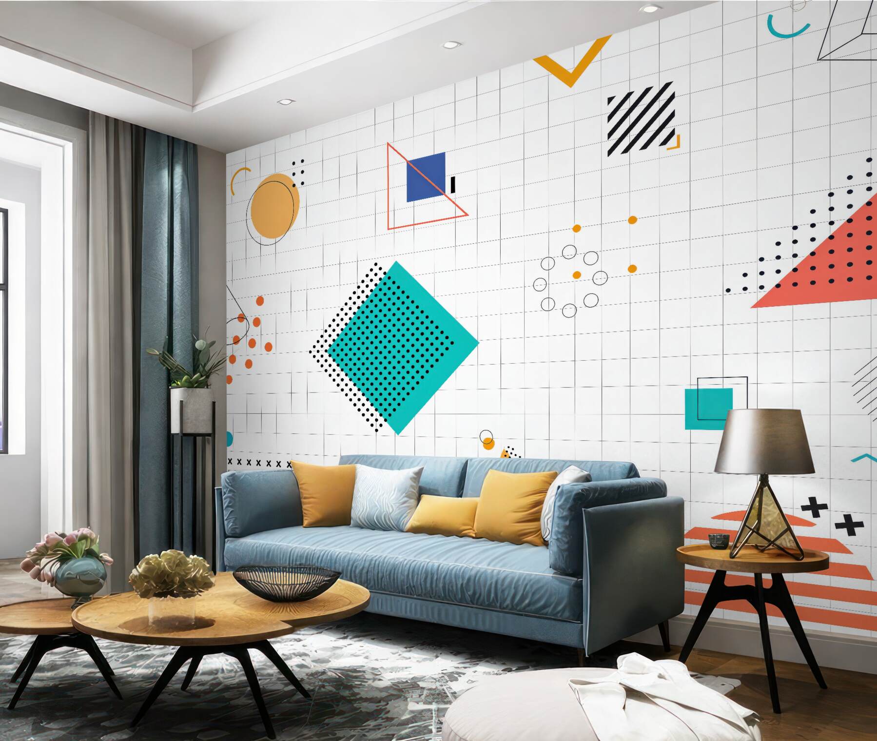 Fototapeta kolorowa geometria w stylu memphis