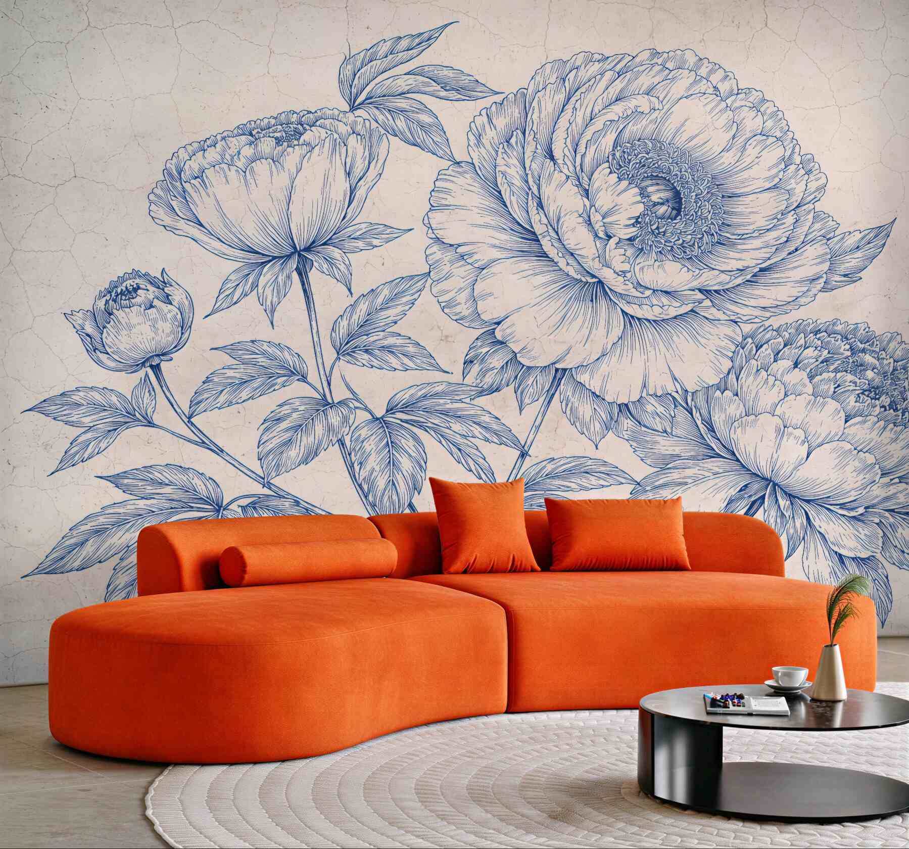 Fototapeta botaniczne piwonie w stylu vintage