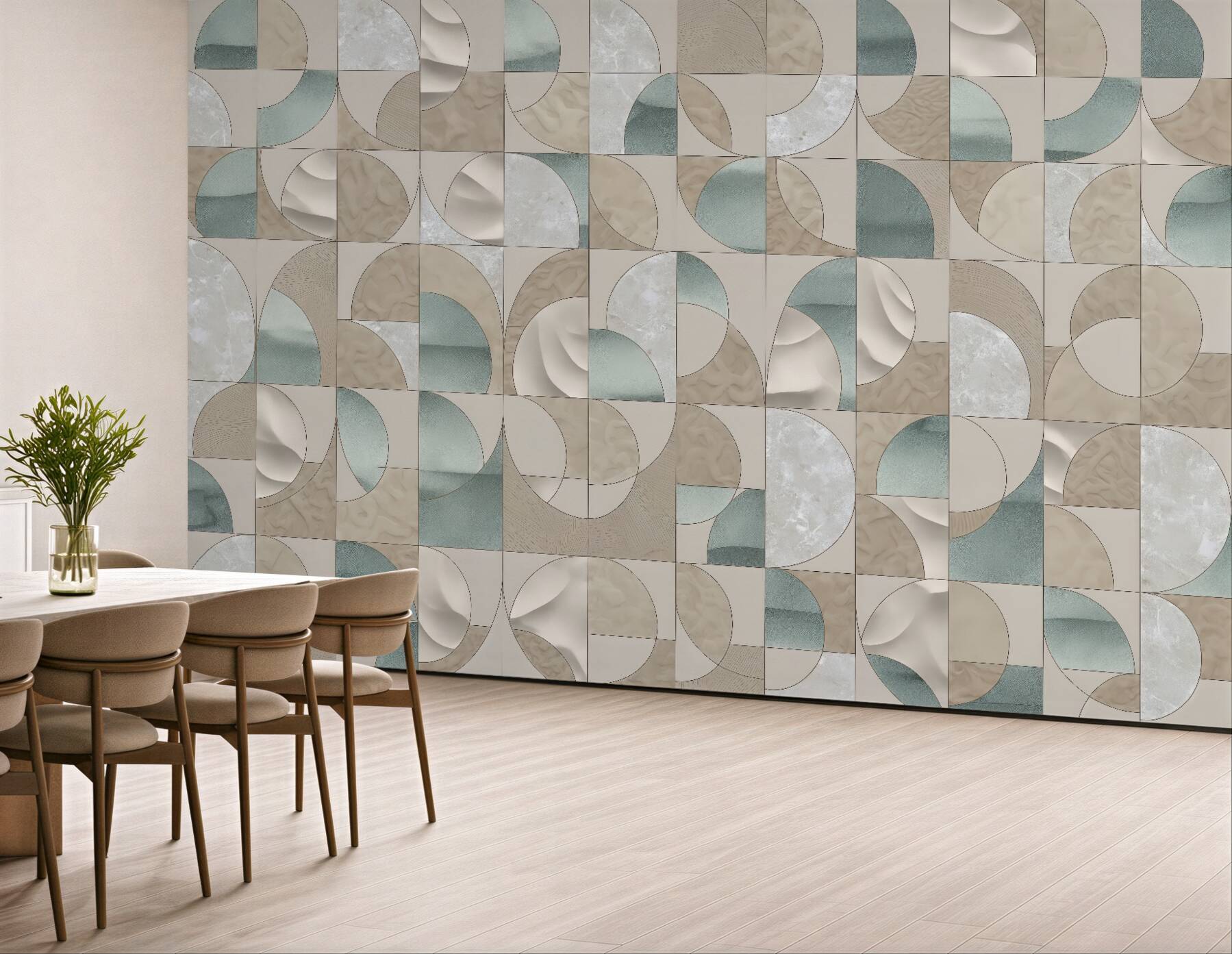 Fototapeta geometryczna mozaika w beżach i mięcie