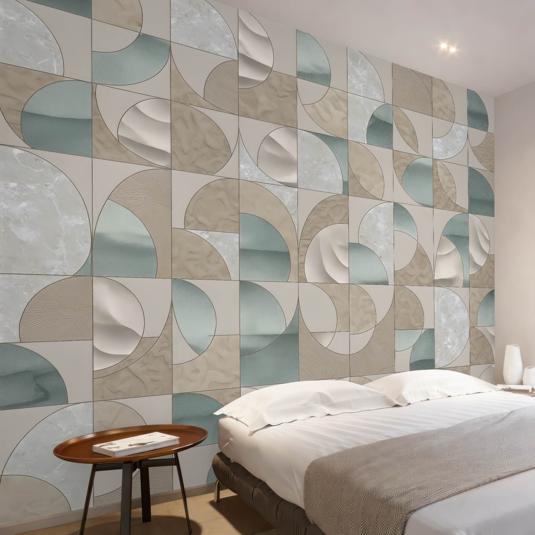Fototapeta geometryczna mozaika w beżach i mięcie