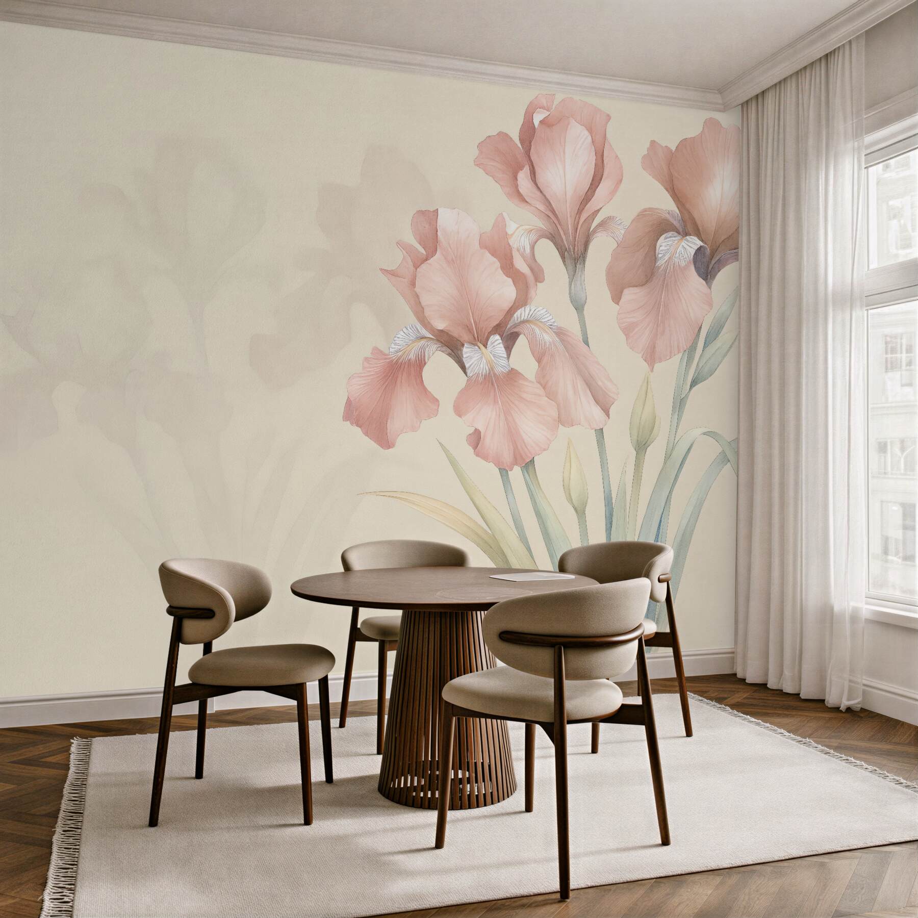 Fototapeta pudrowe irysy w eleganckiej odsłonie