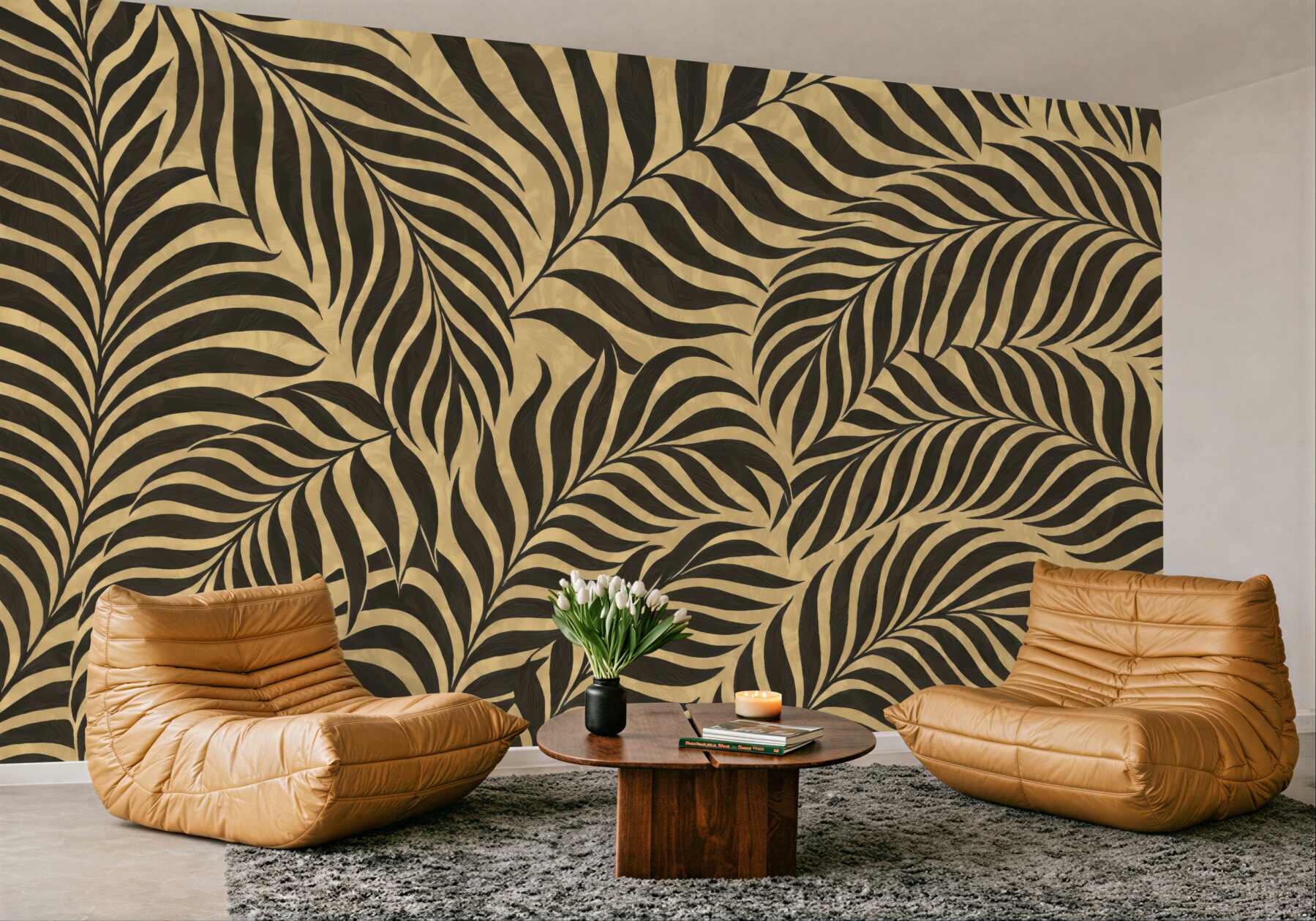 Fototapeta złote liście palmowe w stylu glamour