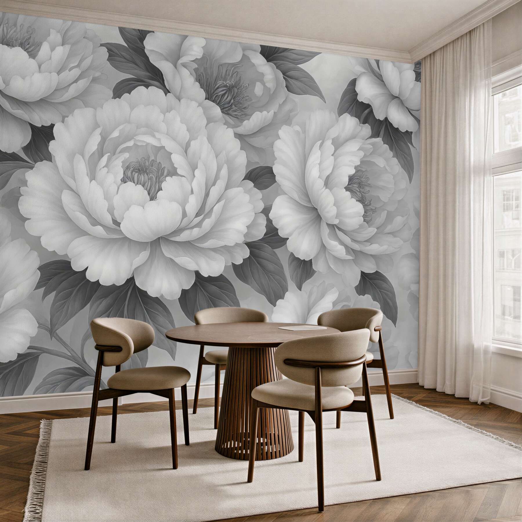 Fototapeta szare piwonie w klasycznej harmonii