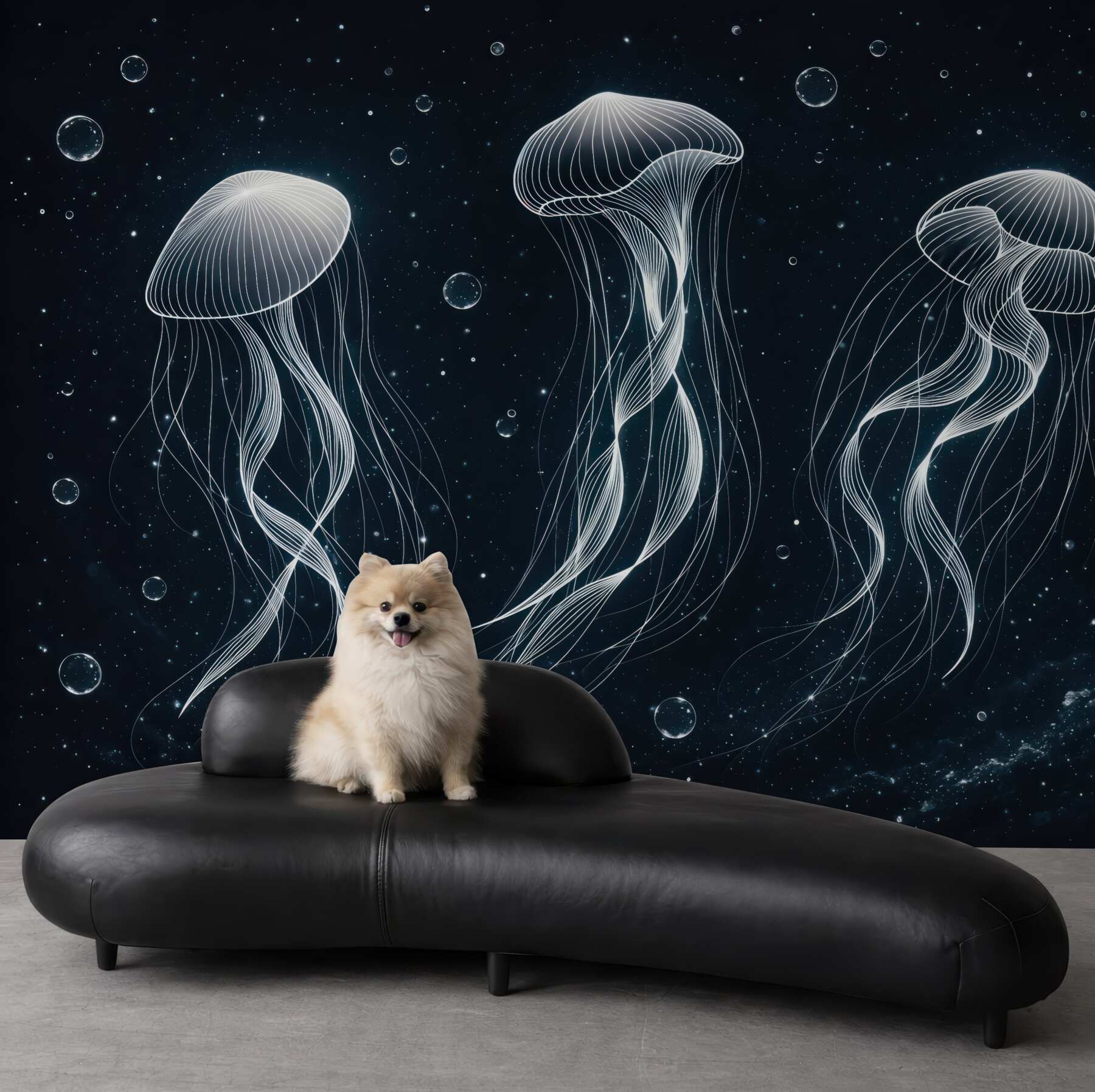 Fototapeta świetliste meduzy w nocnym oceanie