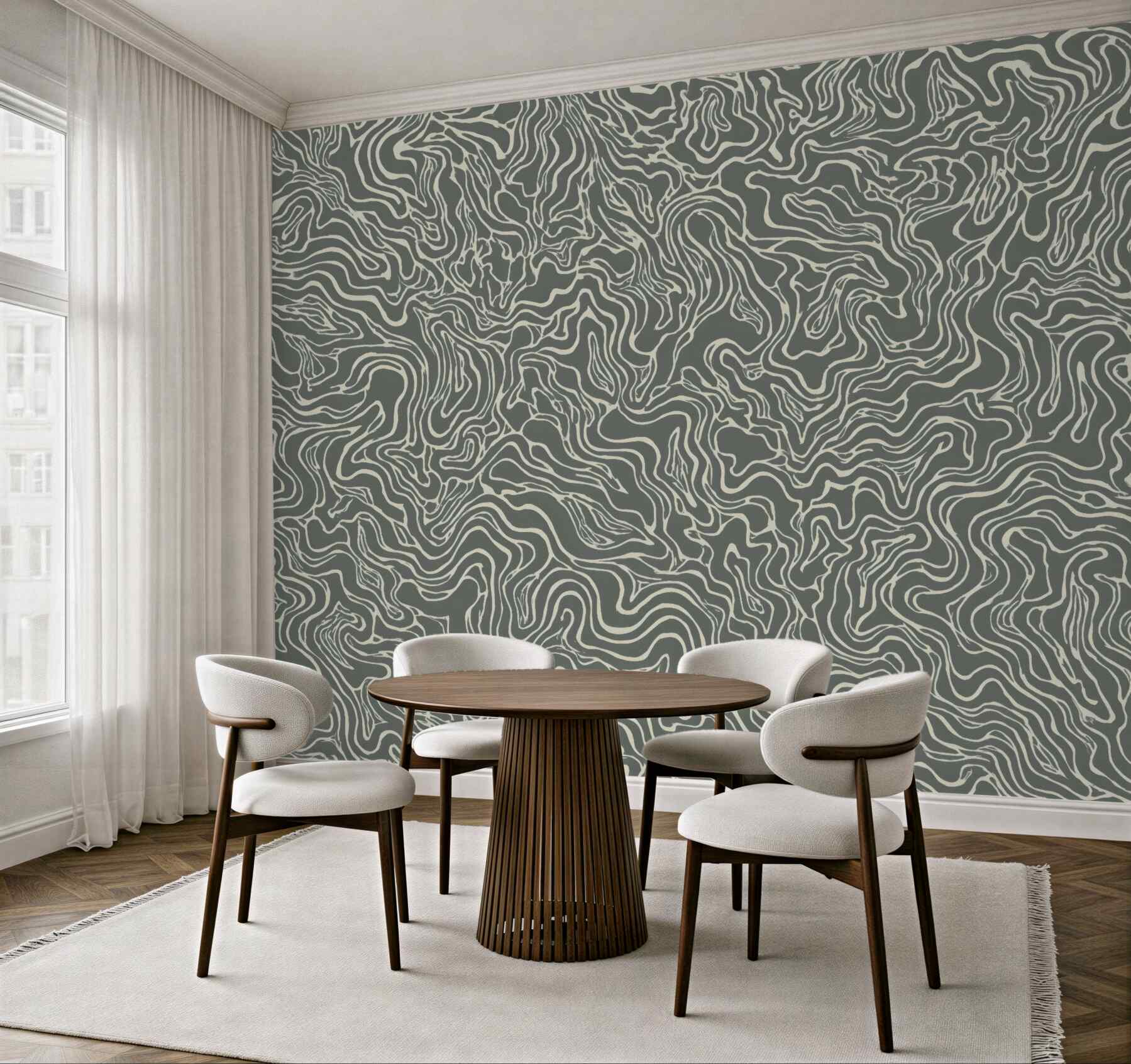 Fototapeta organiczne linie w szarej abstrakcji