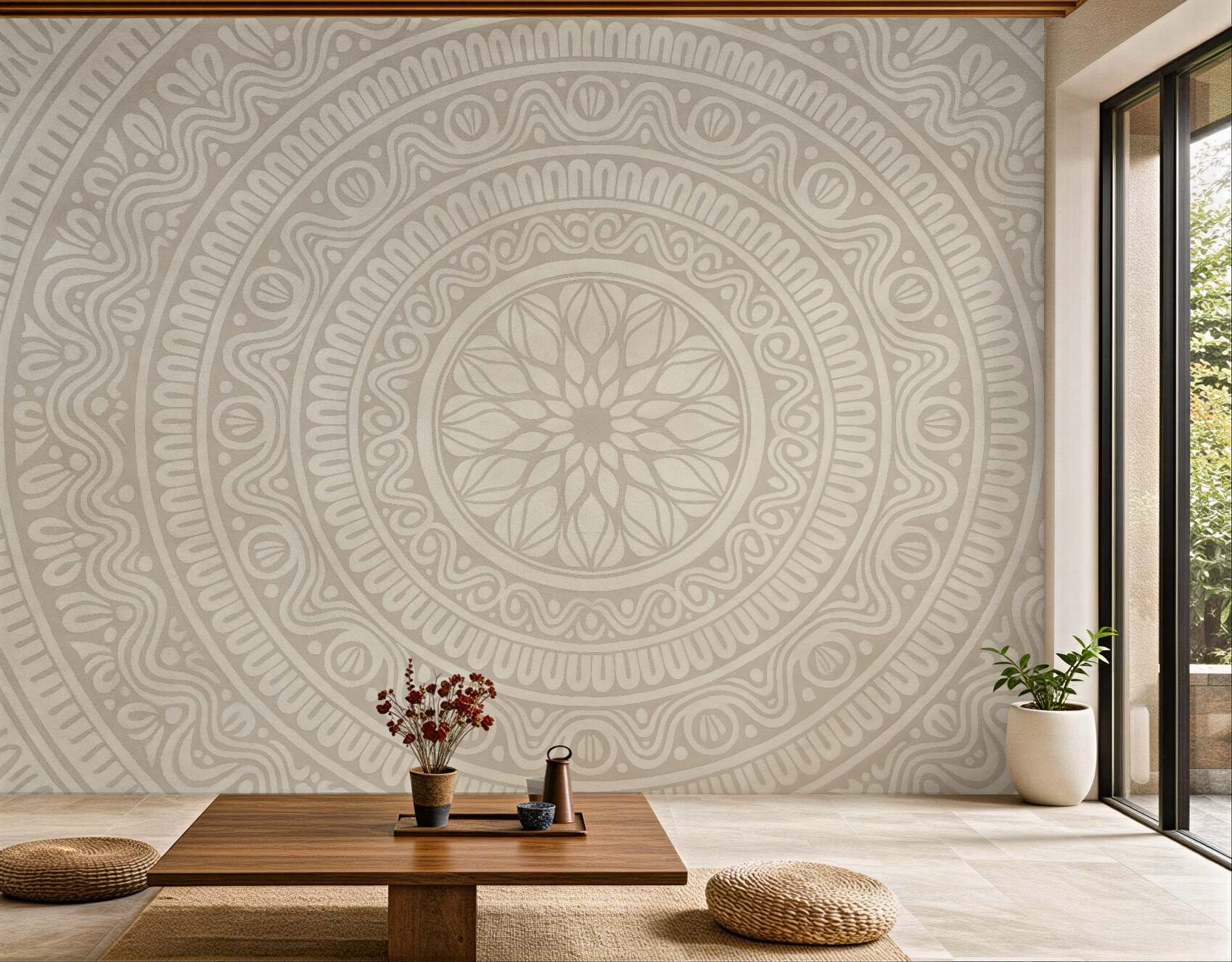 Fototapeta kremowa mandala w harmonijnym stylu