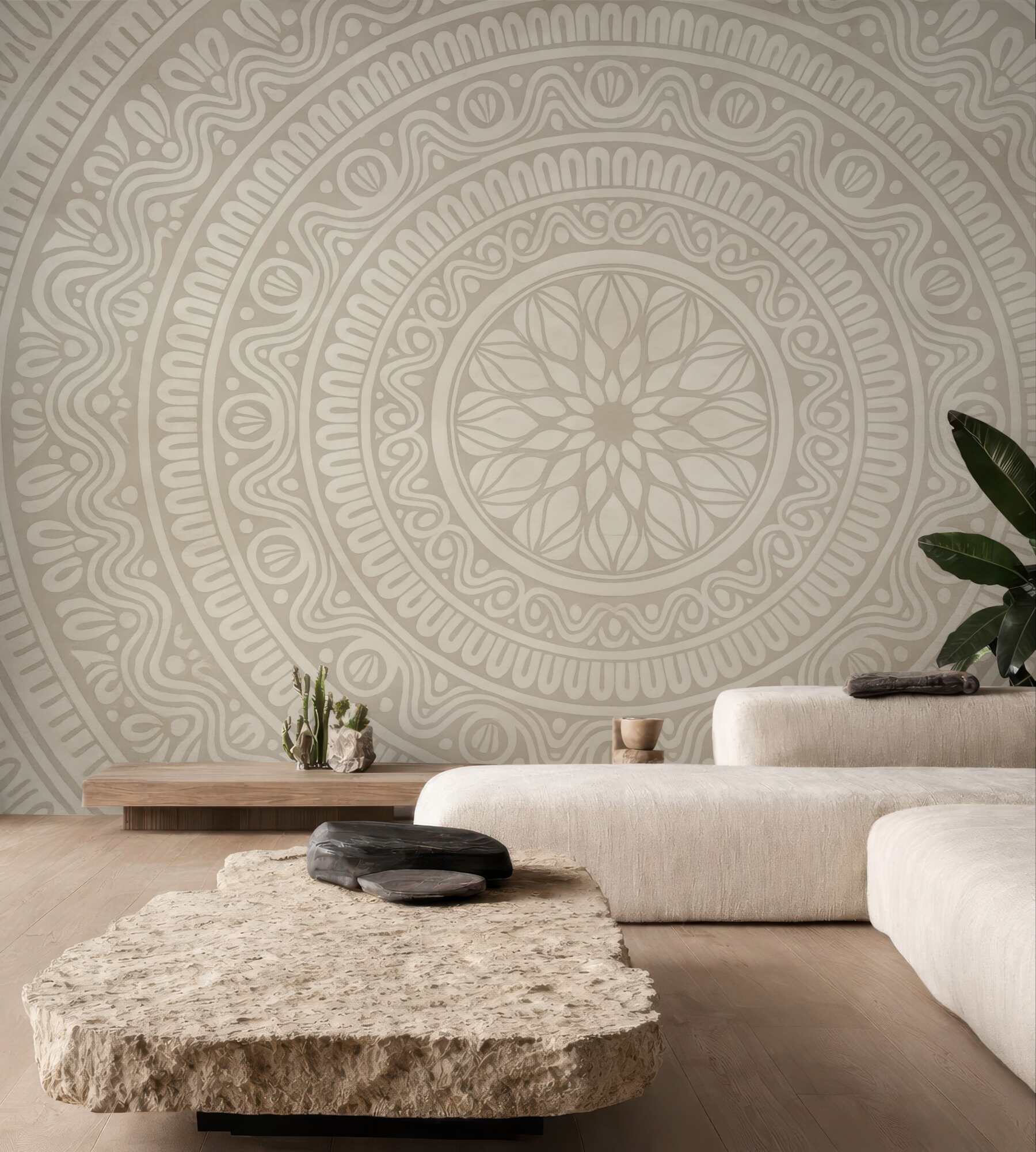 Fototapeta kremowa mandala w harmonijnym stylu