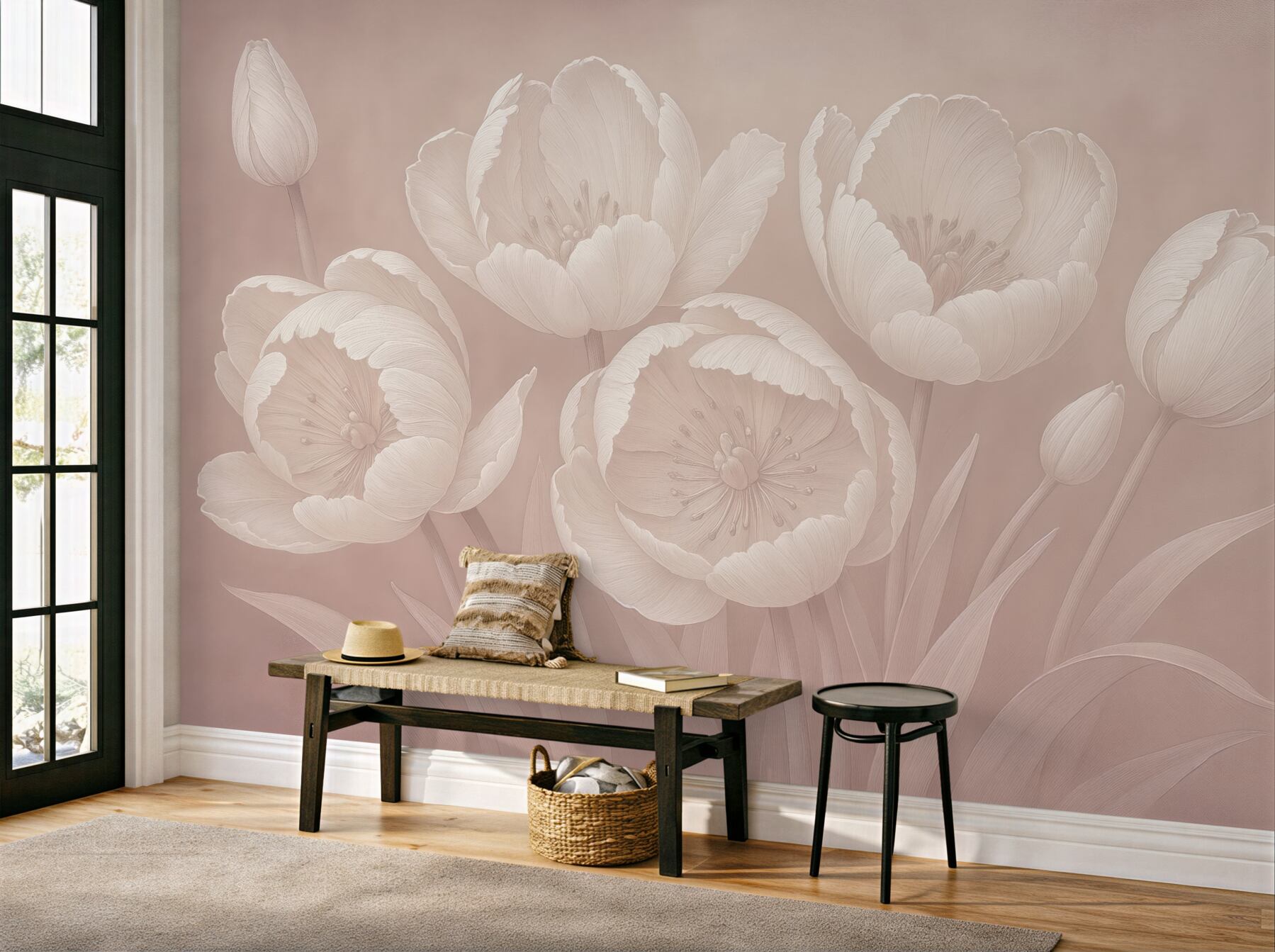 Fototapeta pudrowe tulipany w subtelnej elegancji