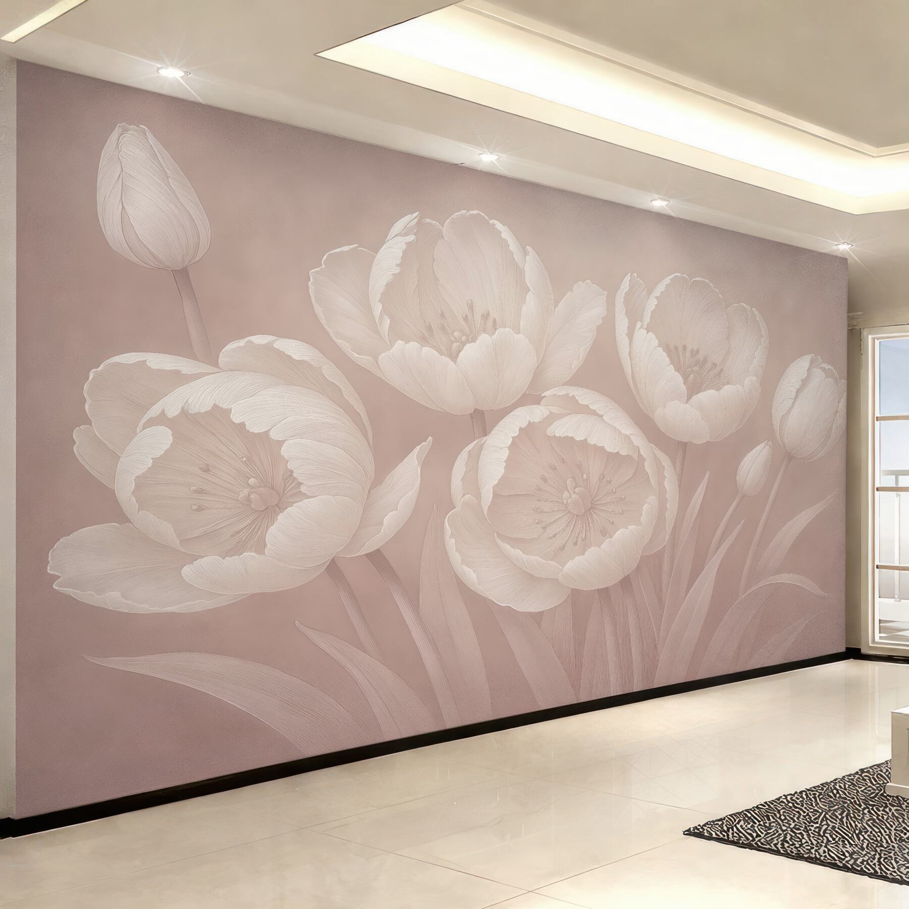 Fototapeta pudrowe tulipany w subtelnej elegancji