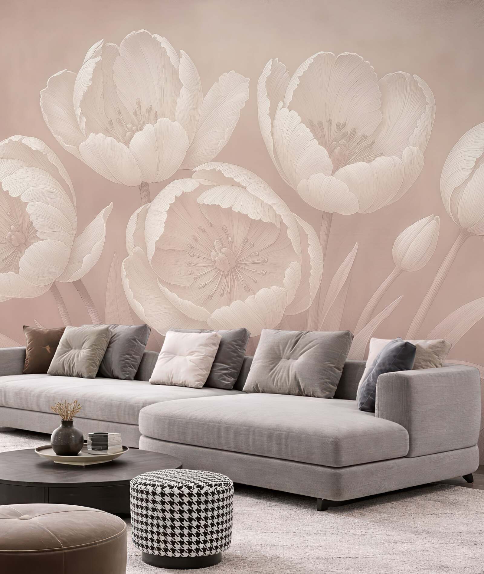 Fototapeta pudrowe tulipany w subtelnej elegancji