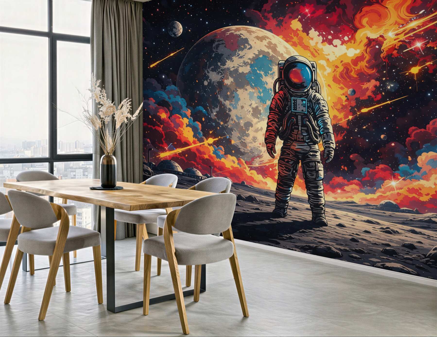 Fototapeta astronauta w kosmicznej eksplozji barw