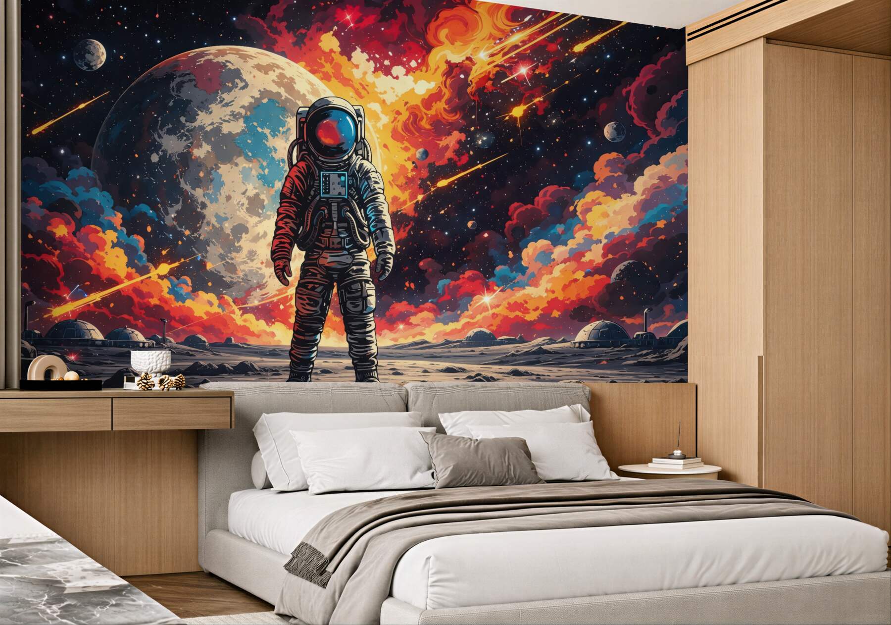 Fototapeta astronauta w kosmicznej eksplozji barw