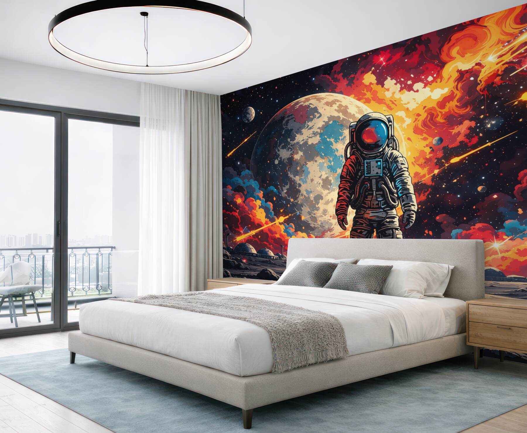 Fototapeta astronauta w kosmicznej eksplozji barw