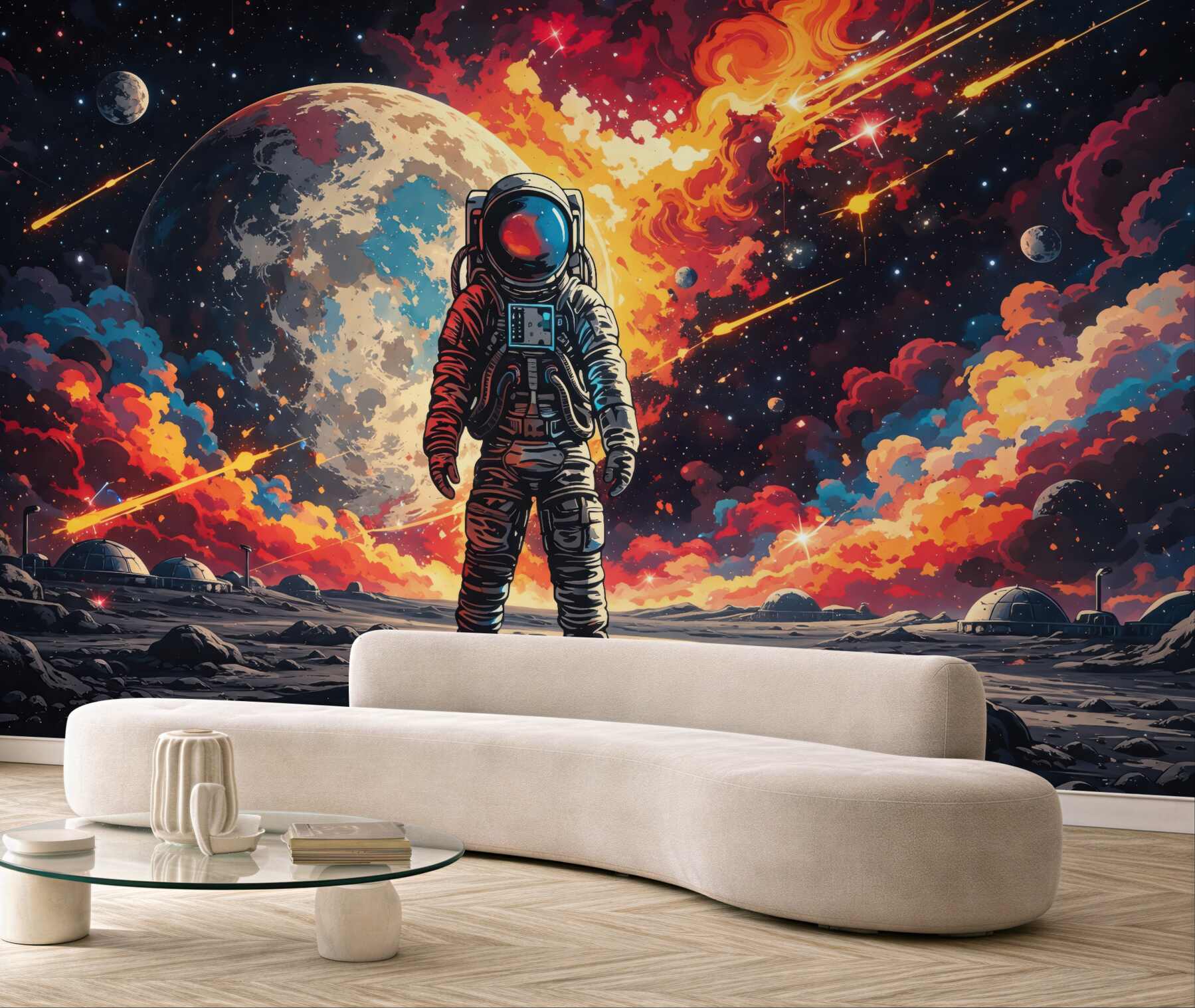 Fototapeta astronauta w kosmicznej eksplozji barw