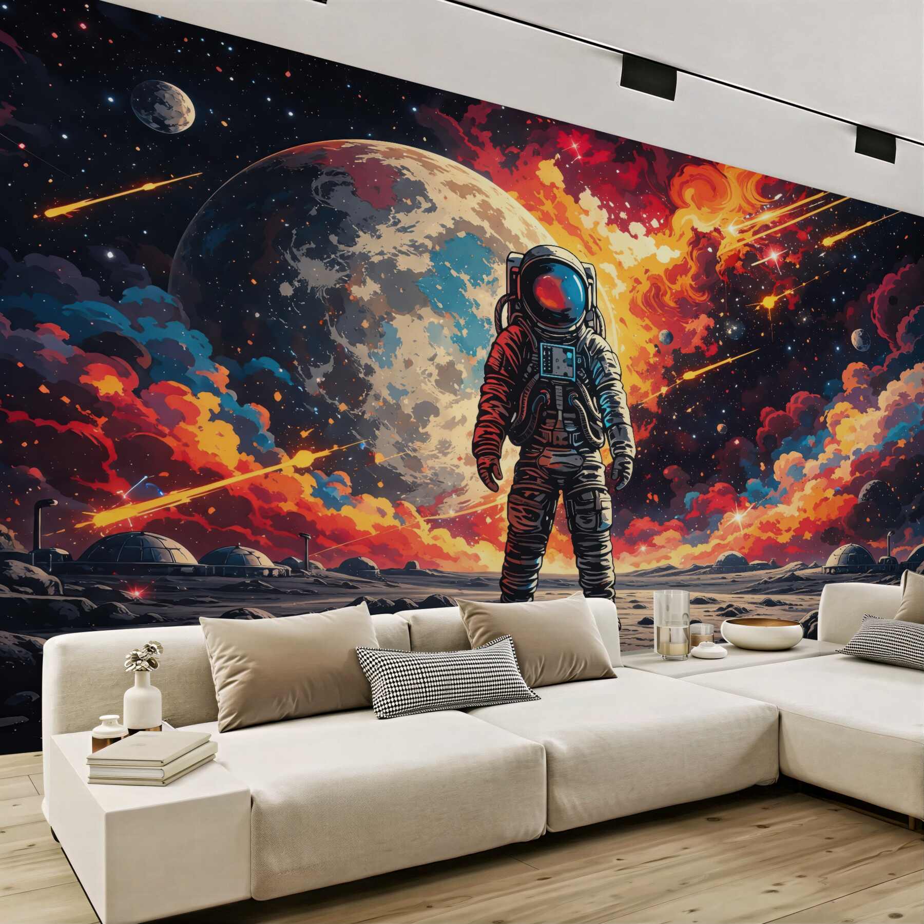 Fototapeta astronauta w kosmicznej eksplozji barw