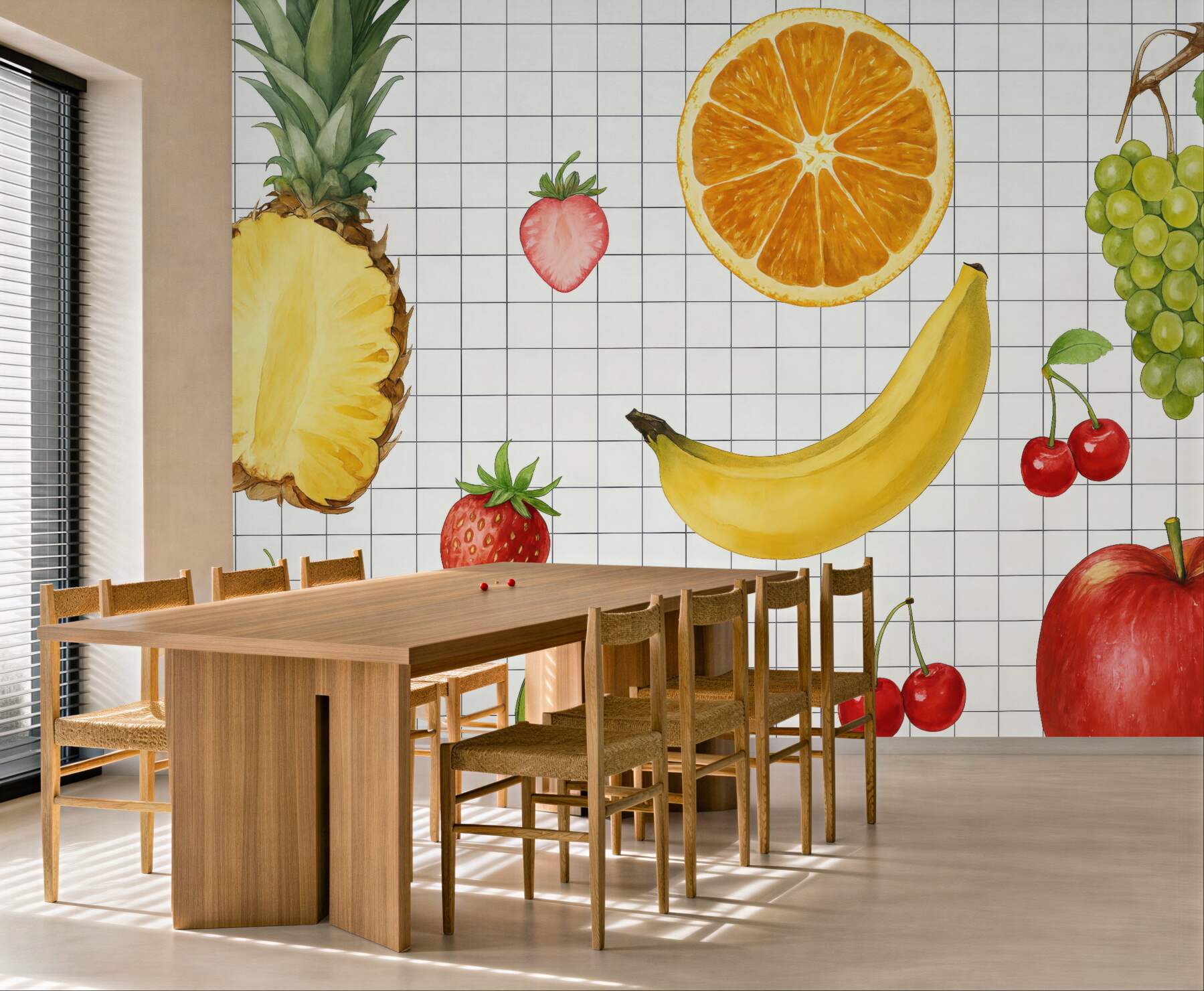 Fototapeta kolorowe owoce na kuchennej kratce