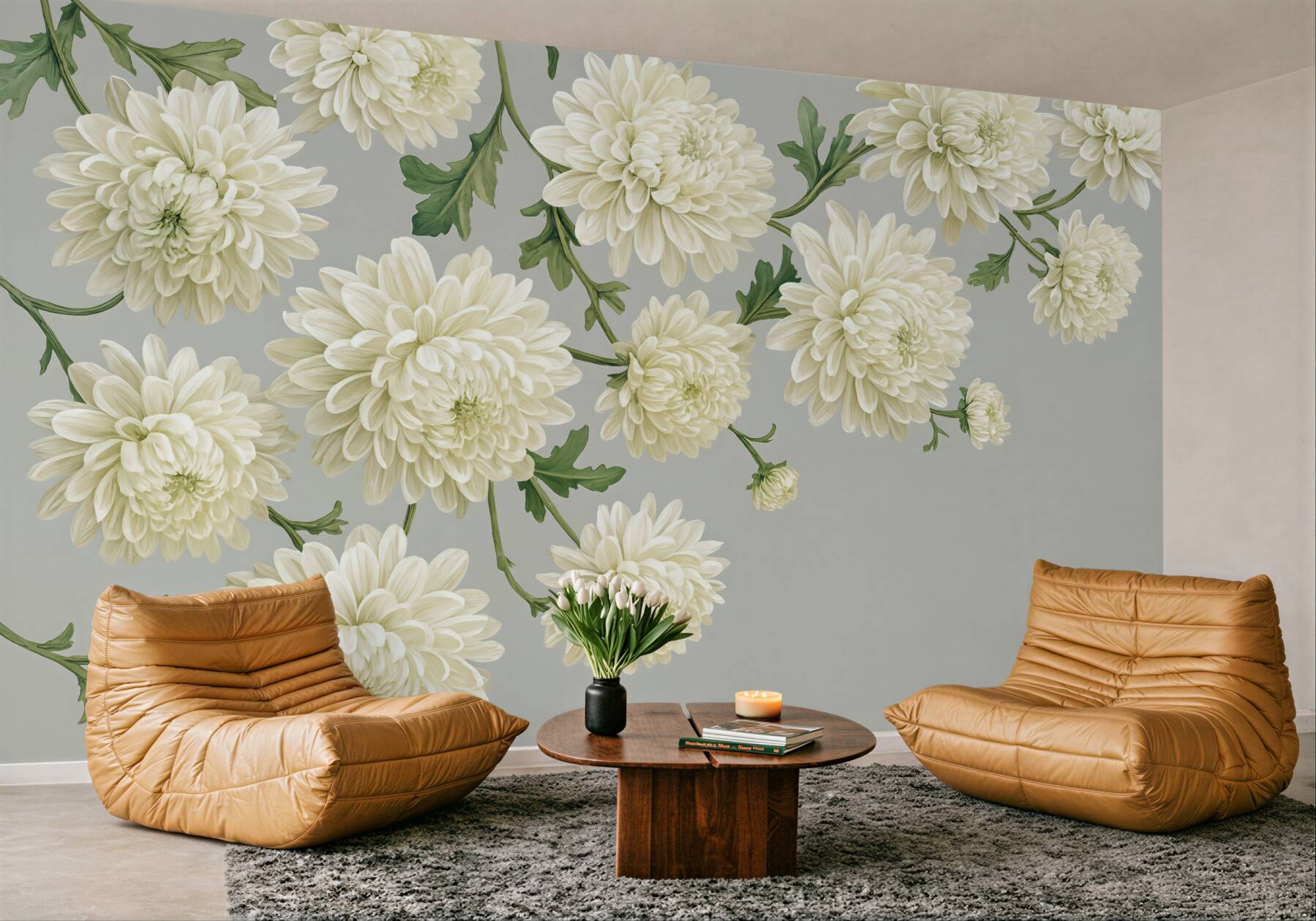 Fototapeta kremowe chryzantemy w subtelnej elegancji