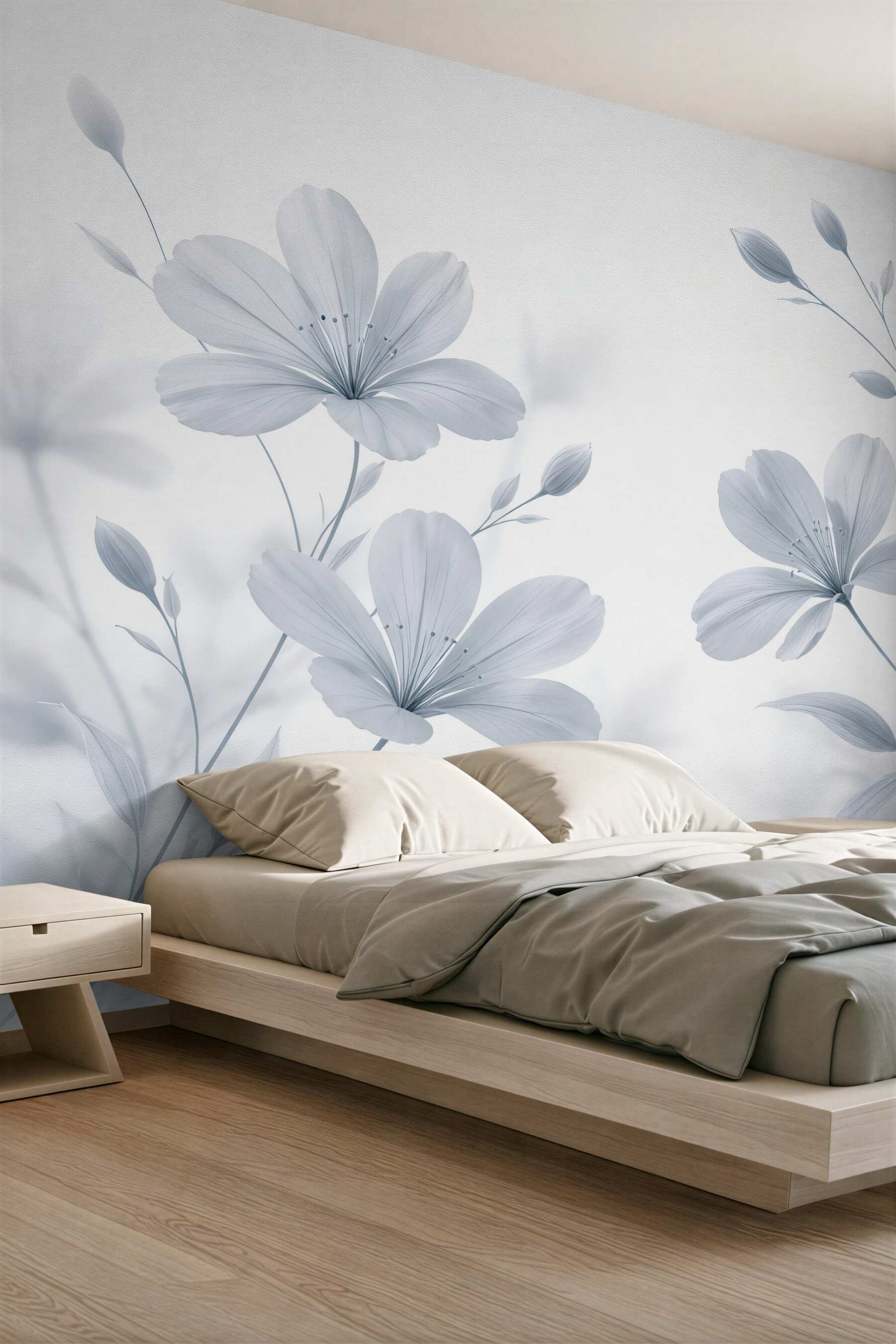 Fototapeta delikatne błękitne kwiaty minimalistyczne