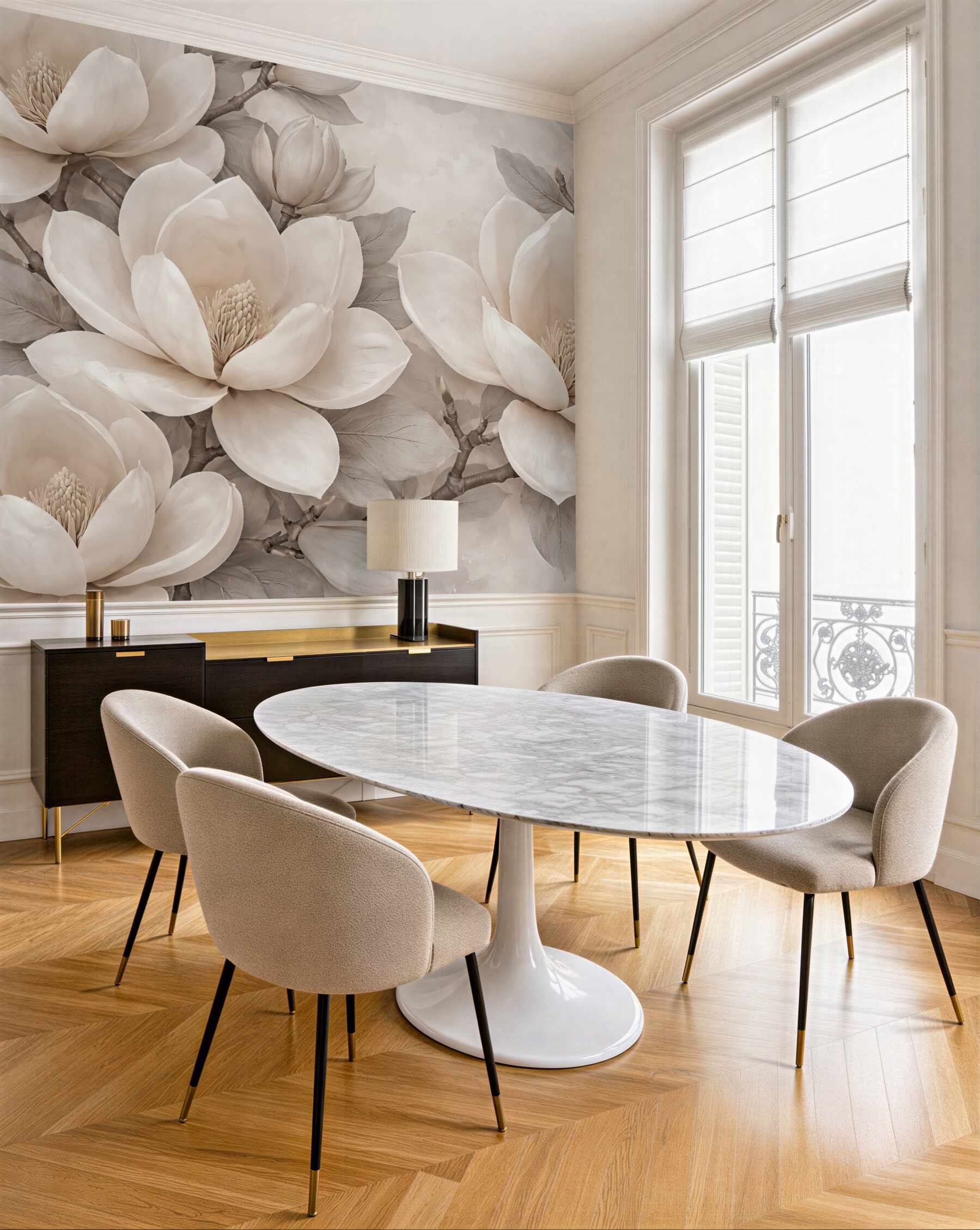 Fototapeta eleganckie magnolie w beżowej harmonii