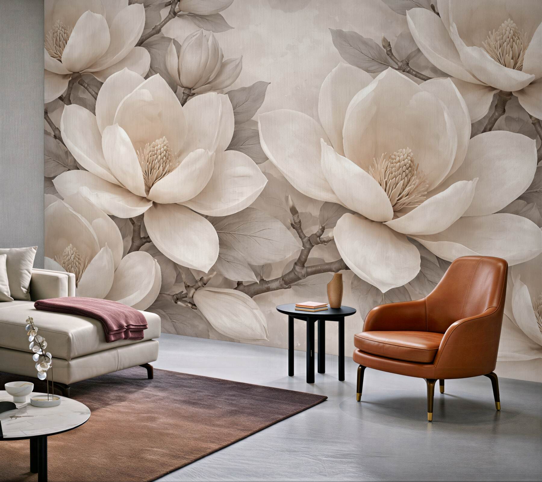 Fototapeta eleganckie magnolie w beżowej harmonii
