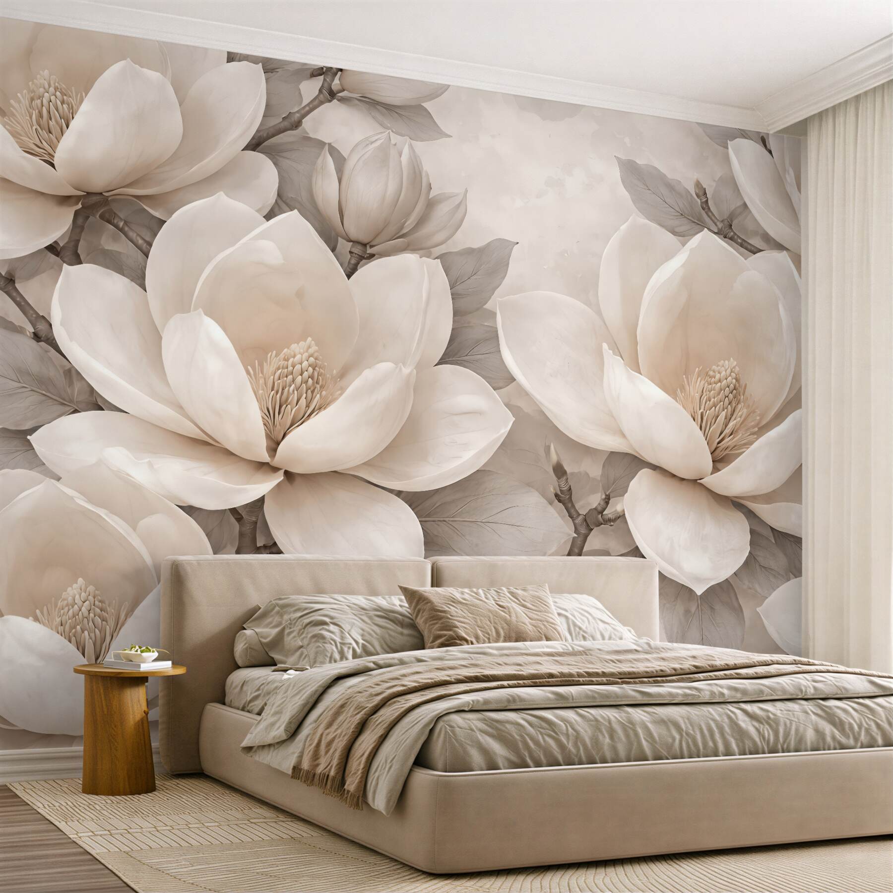 Fototapeta eleganckie magnolie w beżowej harmonii