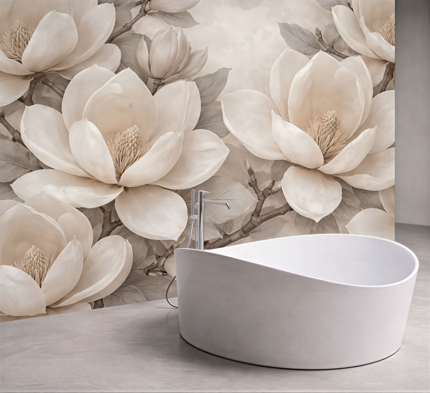 Fototapeta eleganckie magnolie w beżowej harmonii