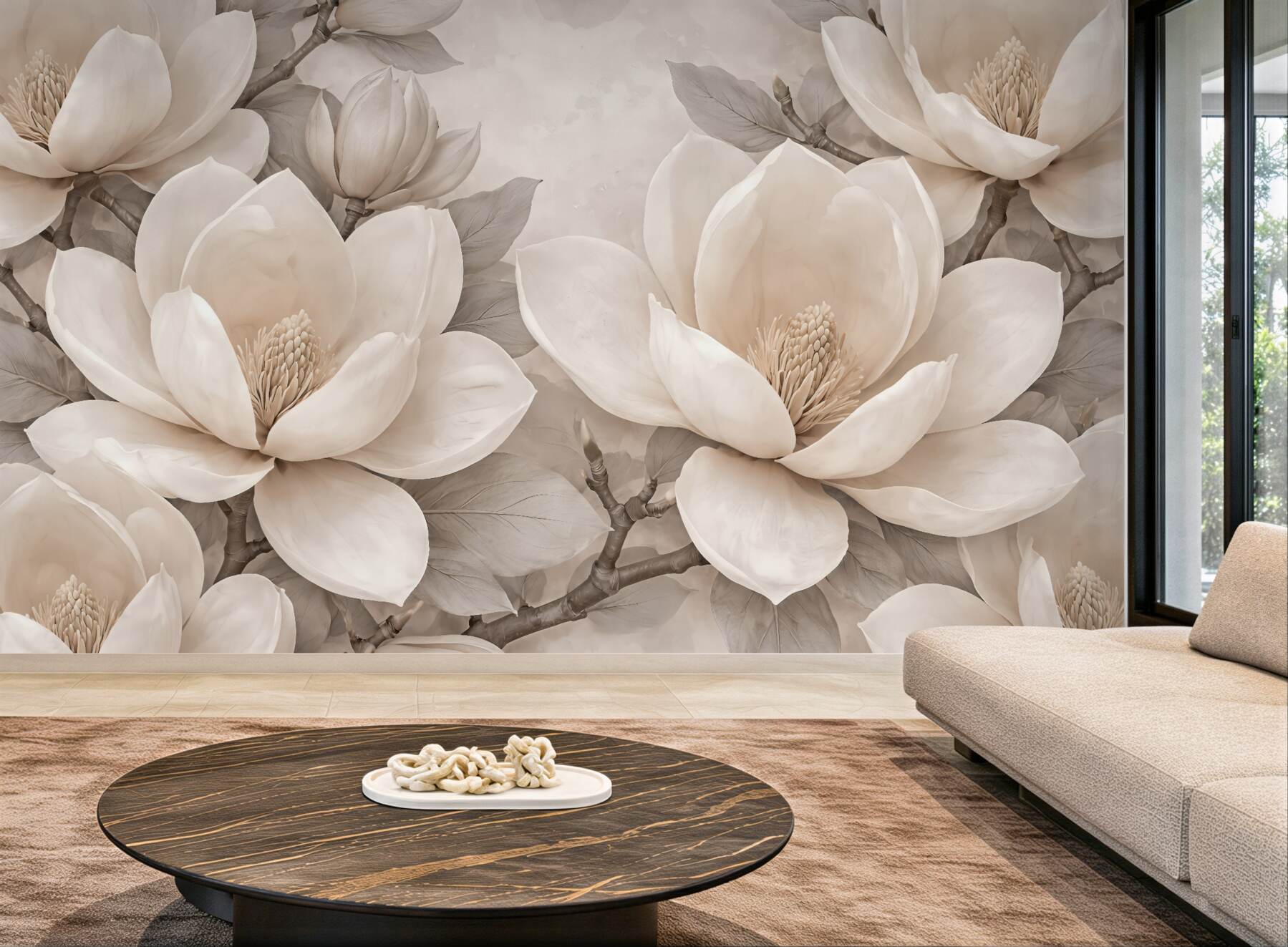 Fototapeta eleganckie magnolie w beżowej harmonii