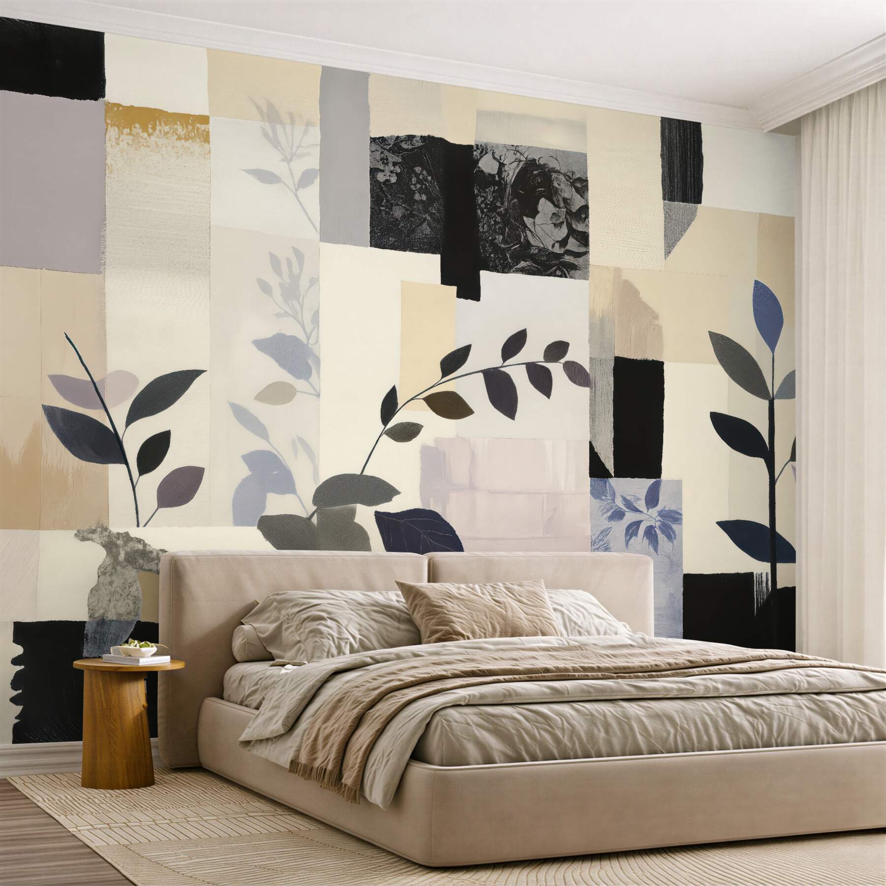 Fototapeta geometryczne liście w nowoczesnym kolażu