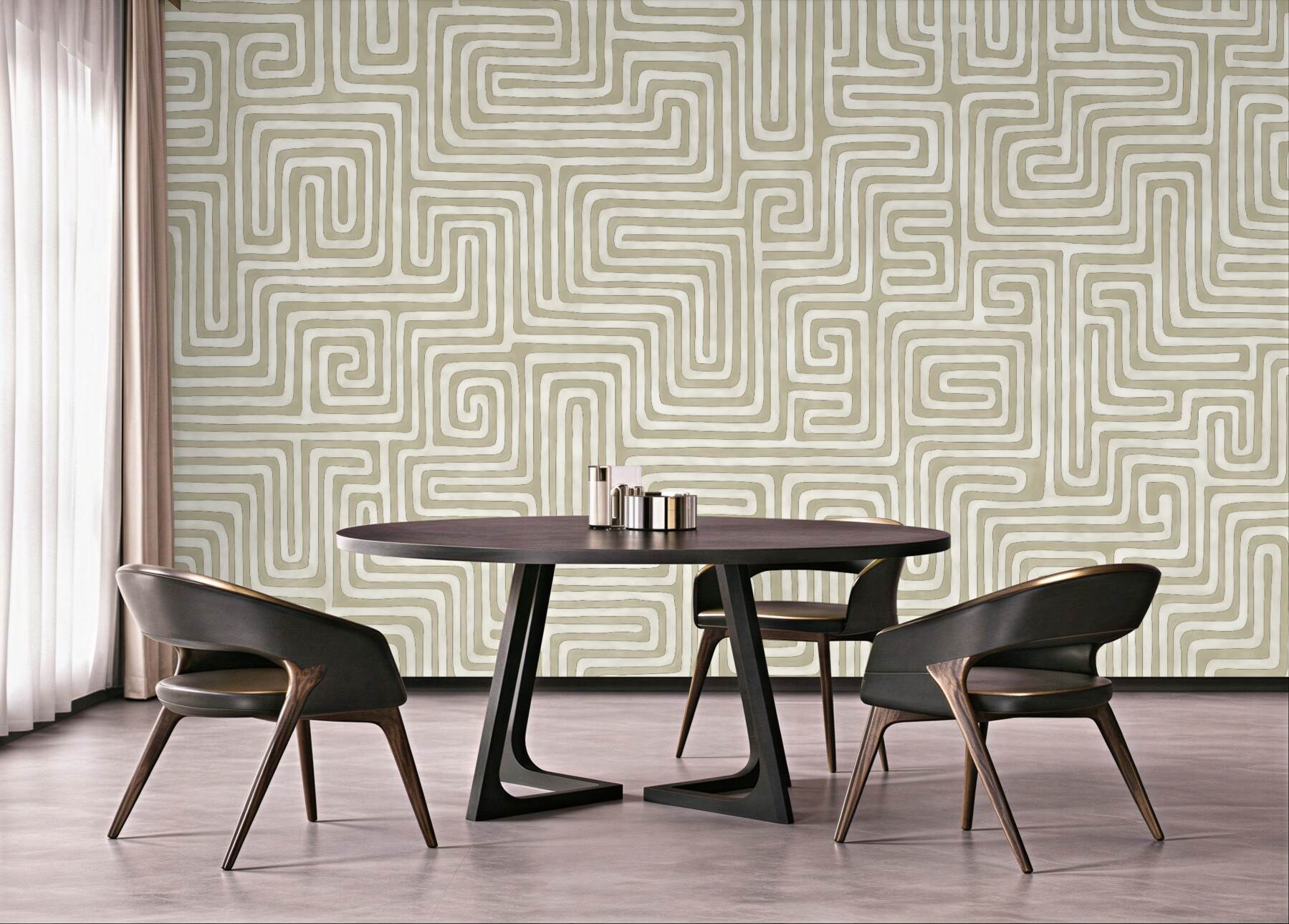 Fototapeta beżowy labirynt geometrycznych ścieżek