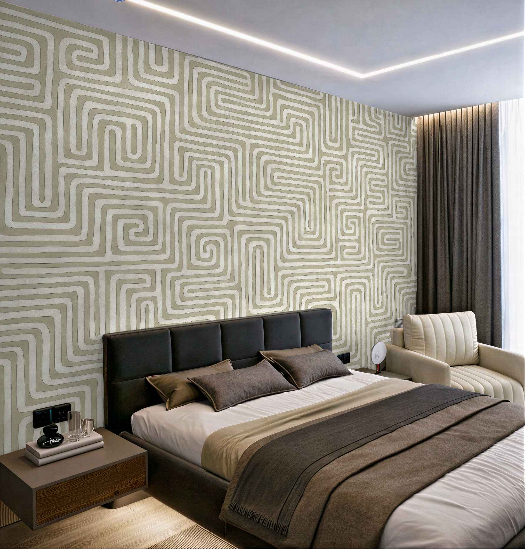 Fototapeta beżowy labirynt geometrycznych ścieżek