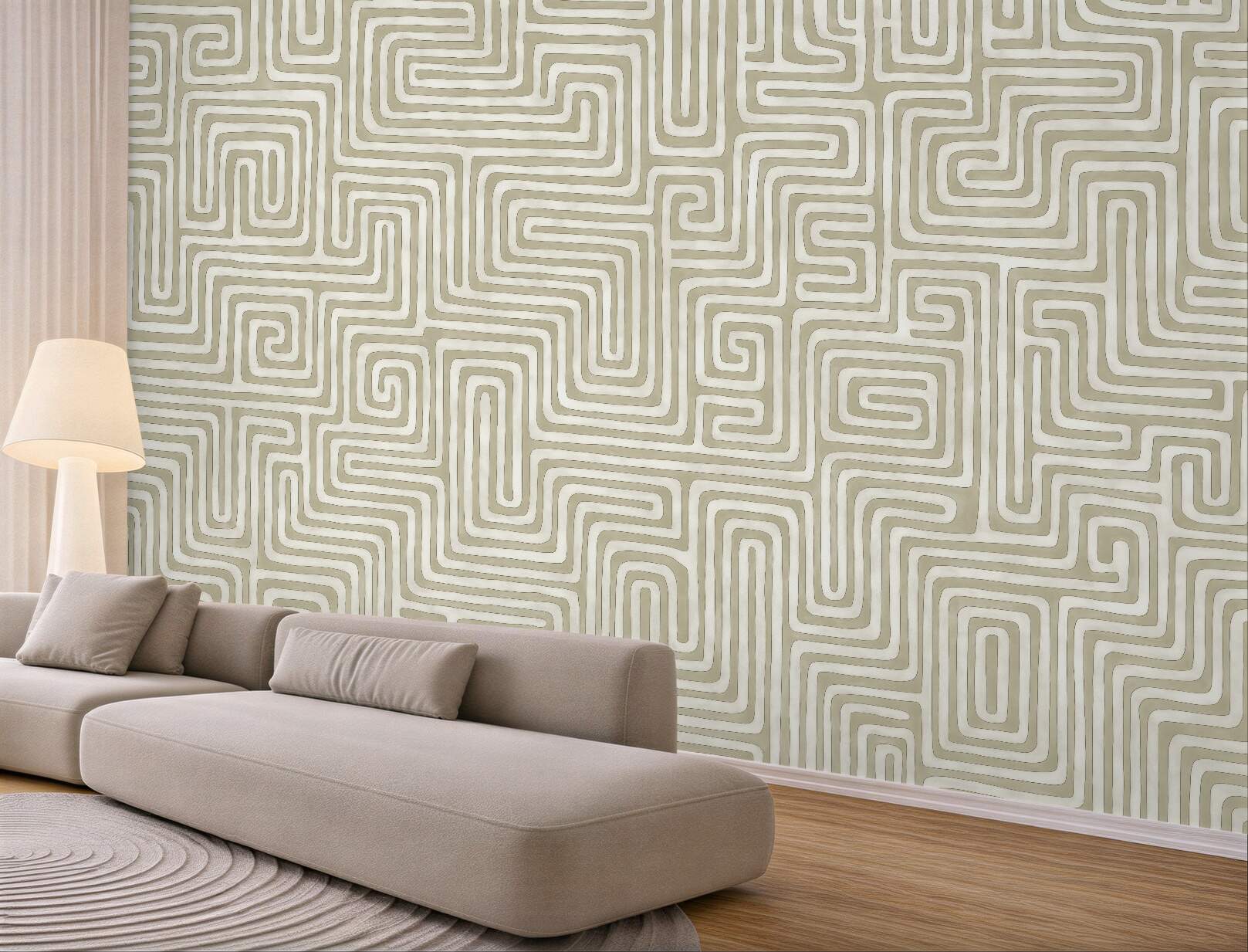 Fototapeta beżowy labirynt geometrycznych ścieżek