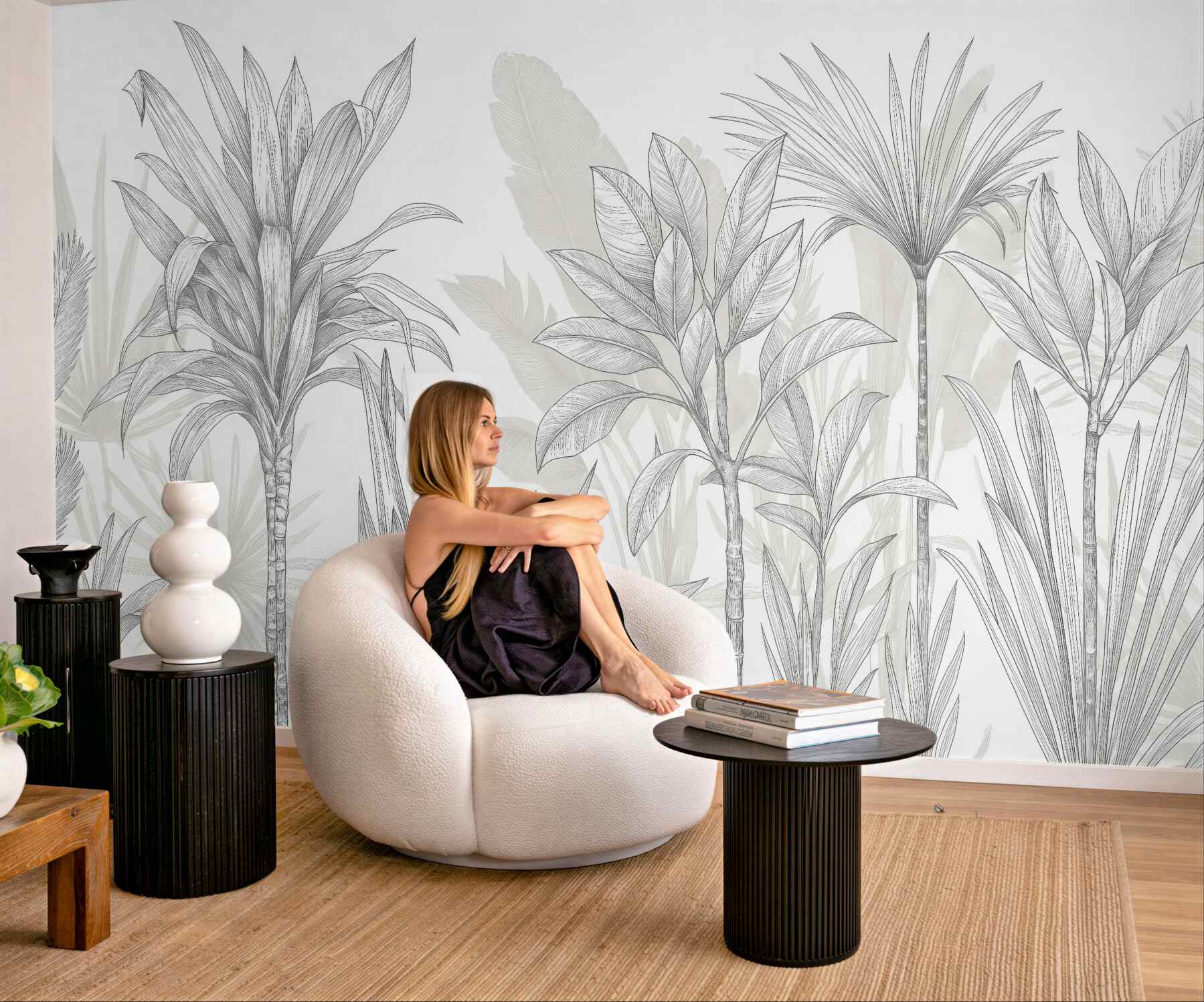 Fototapeta szkicowane palmy w minimalistycznym stylu