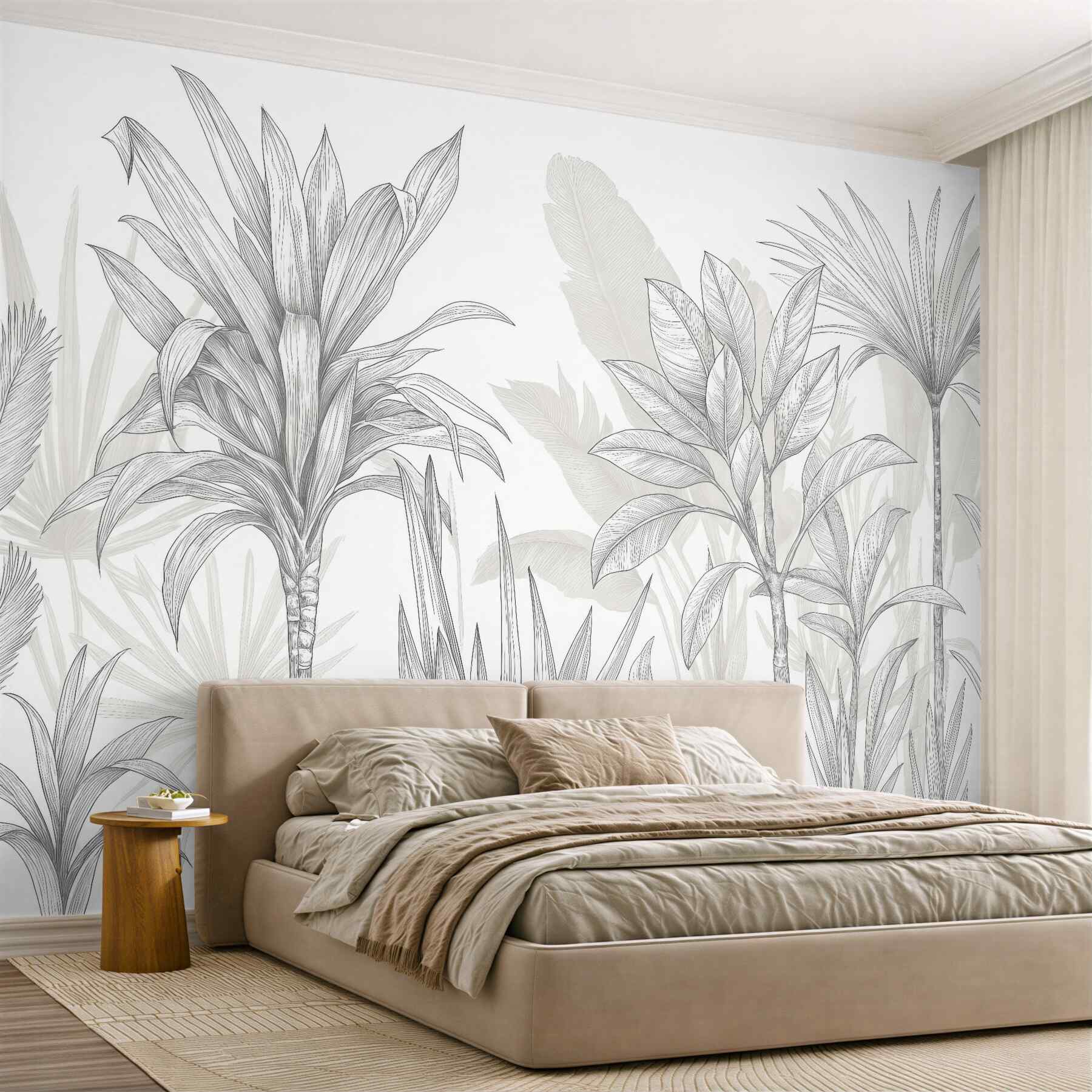 Fototapeta szkicowane palmy w minimalistycznym stylu