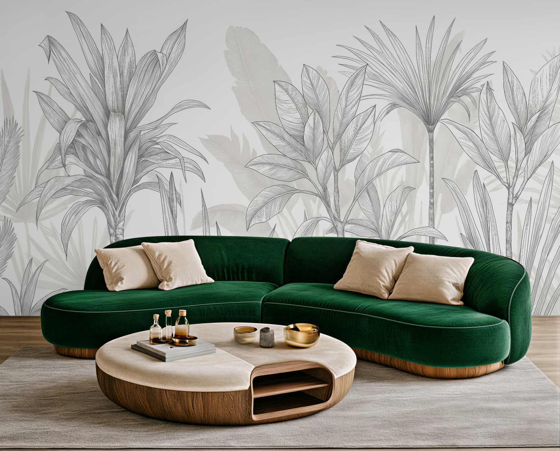 Fototapeta szkicowane palmy w minimalistycznym stylu