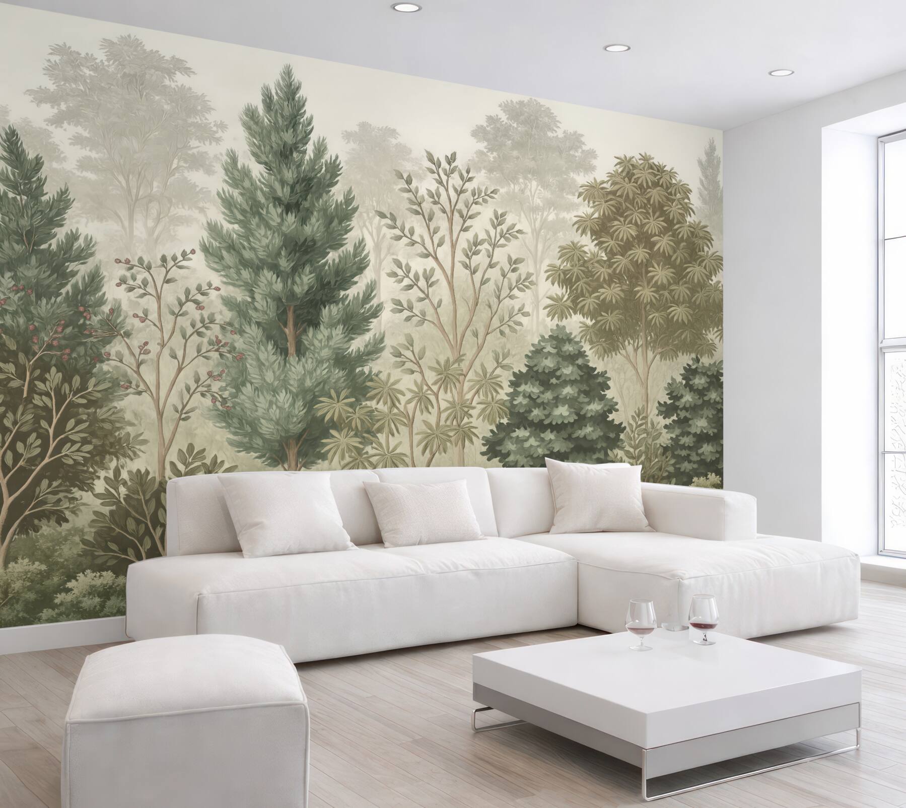 Fototapeta leśna mgła w botanicznym stylu
