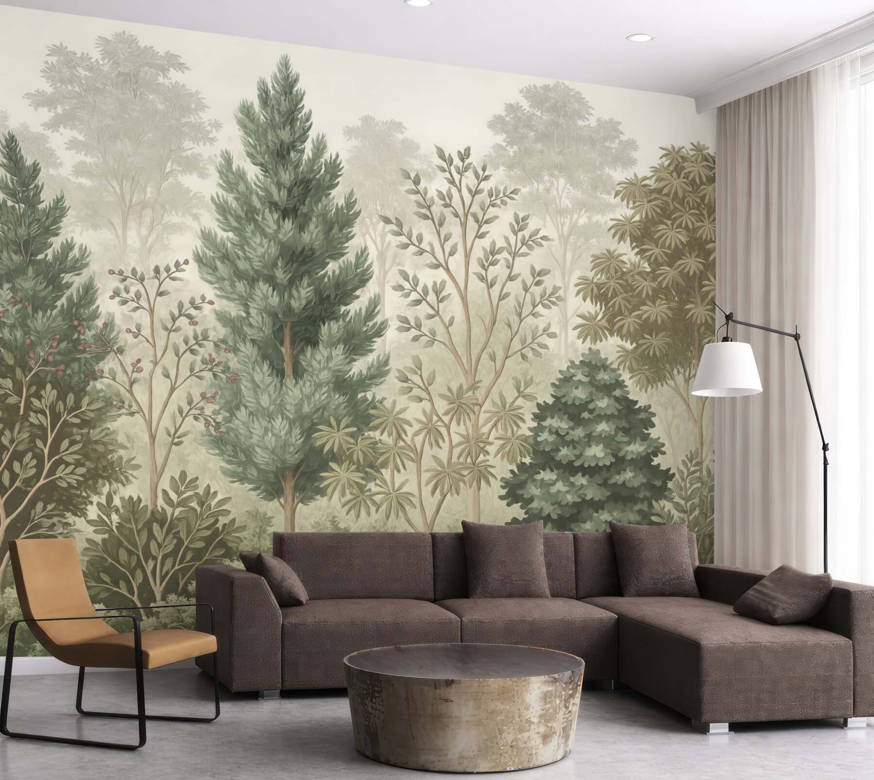 Fototapeta leśna mgła w botanicznym stylu