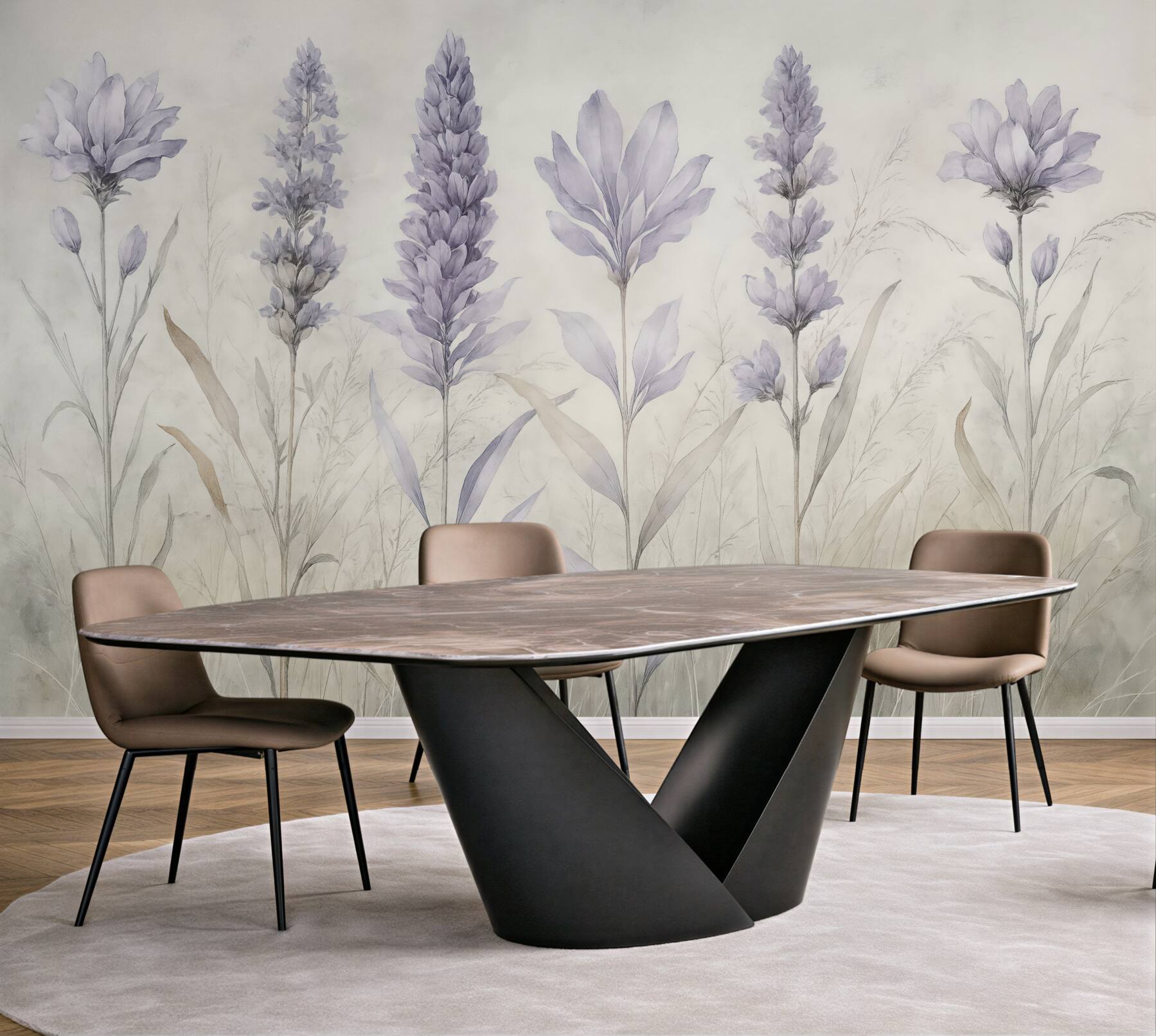 Fototapeta delikatna łąka w lawendowej mgle
