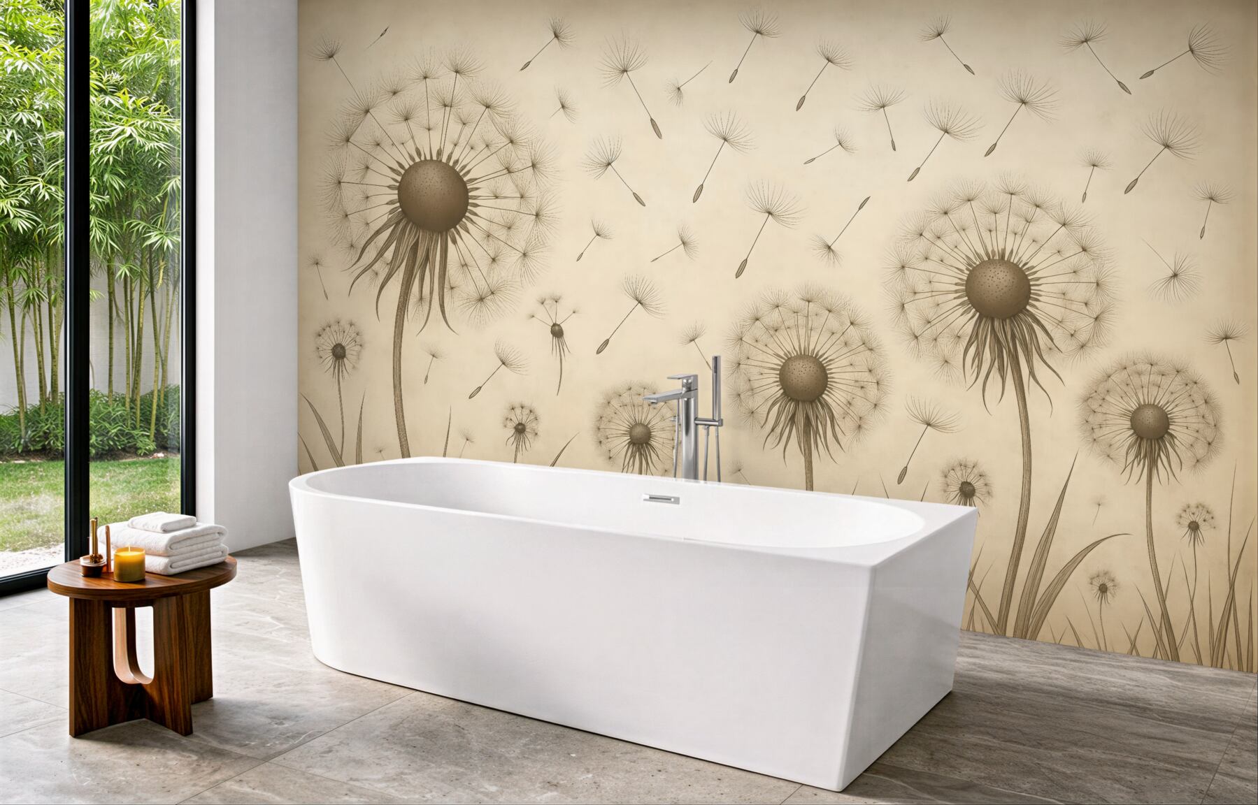 Fototapeta sepiowe dmuchawce na wietrze