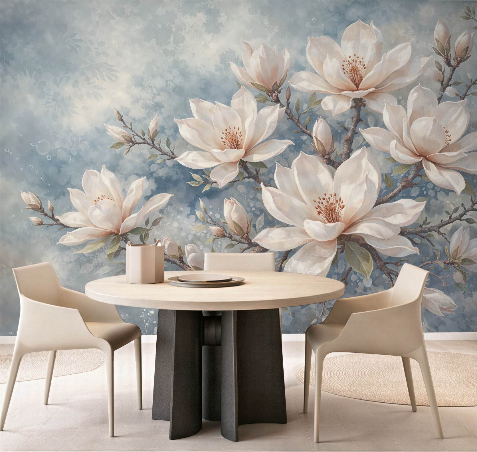 Fototapeta subtelne magnolie w błękitnej poświacie