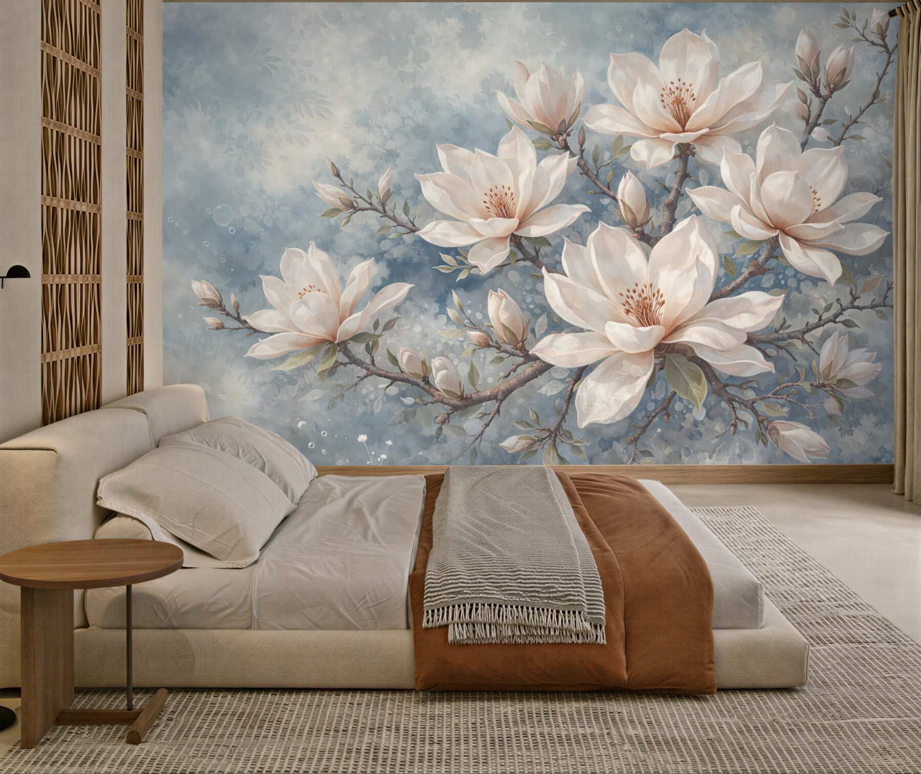 Fototapeta subtelne magnolie w błękitnej poświacie