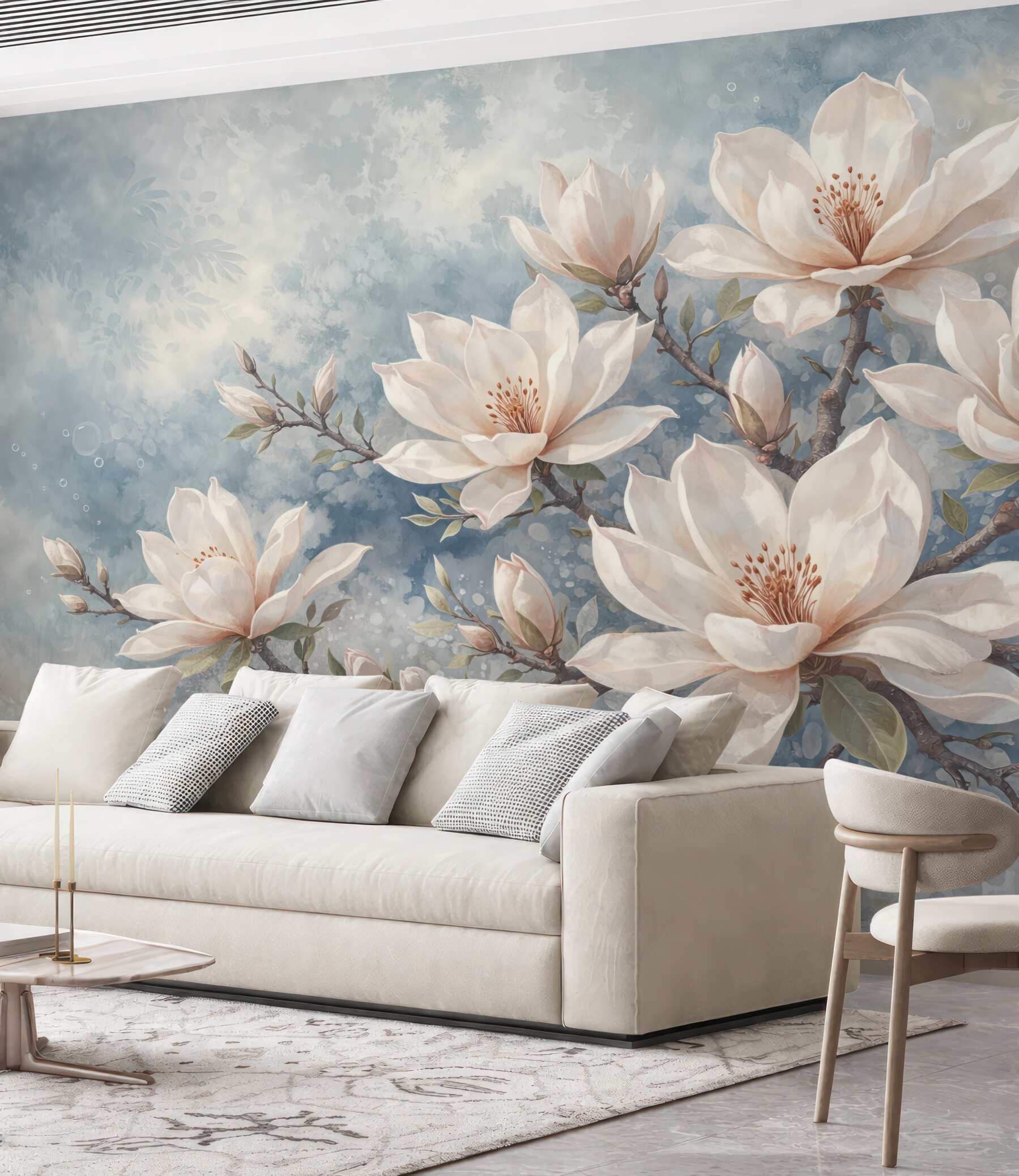 Fototapeta subtelne magnolie w błękitnej poświacie