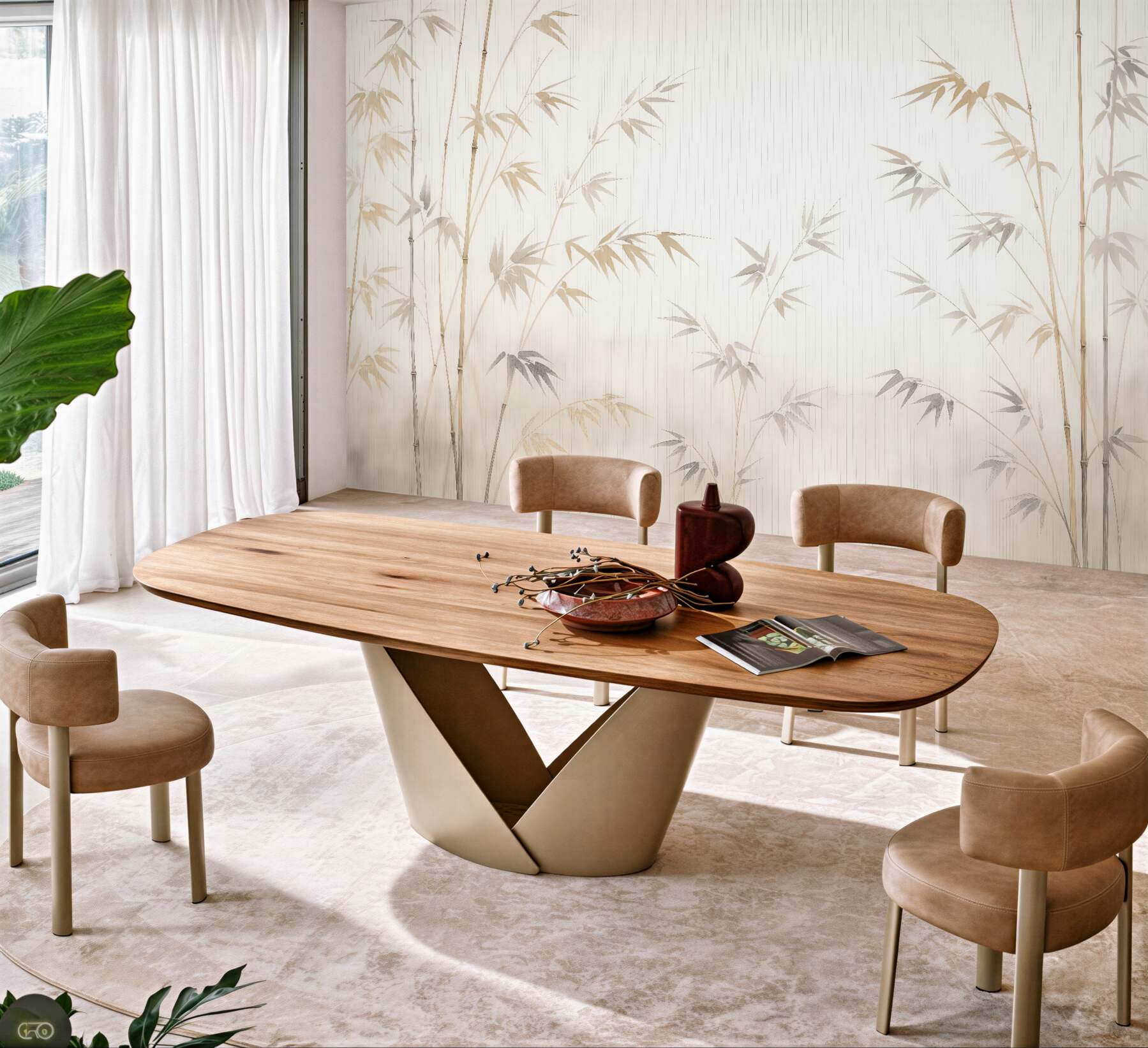 Fototapeta subtelny bambus w beżowej mgle