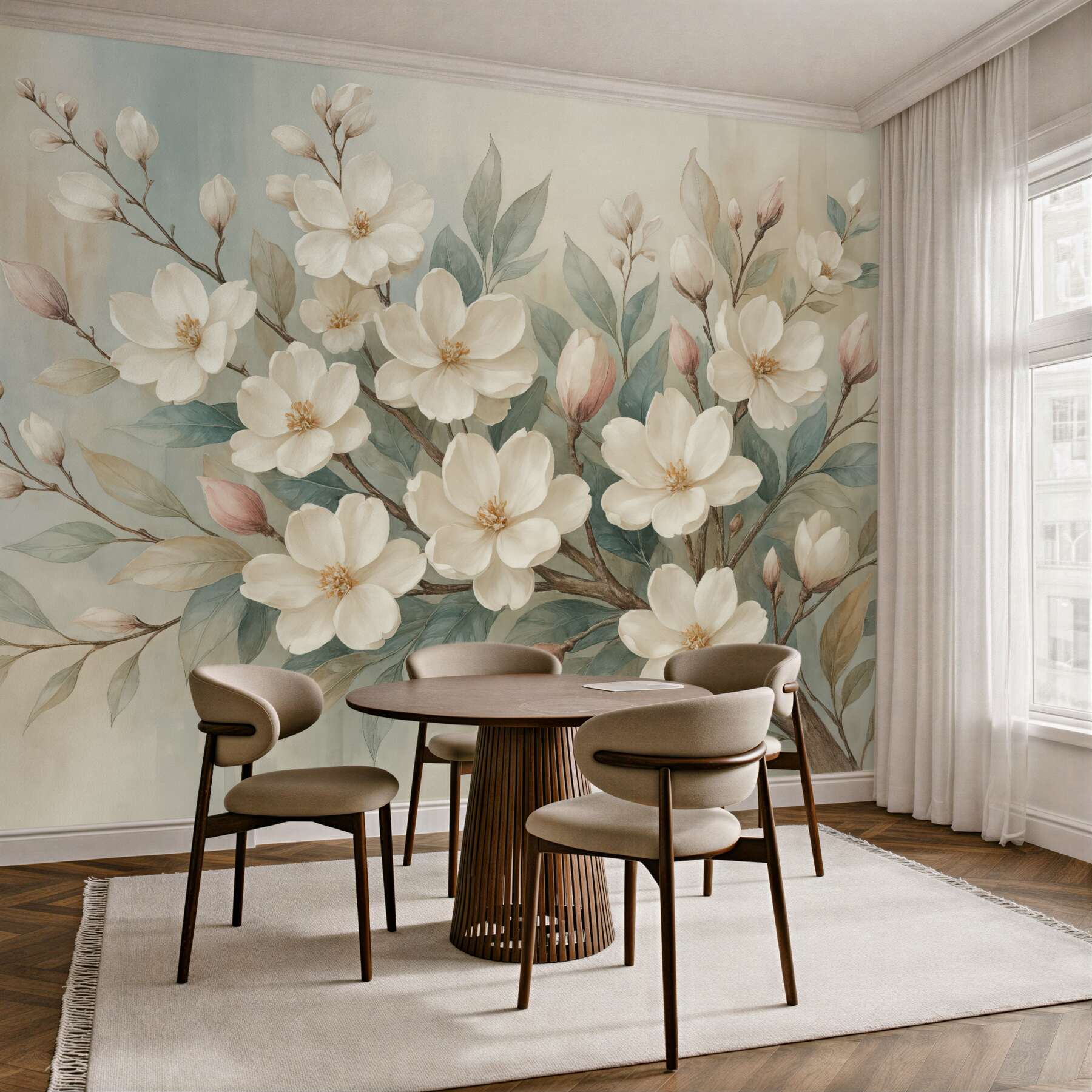 Fototapeta kremowe magnolie w pastelach