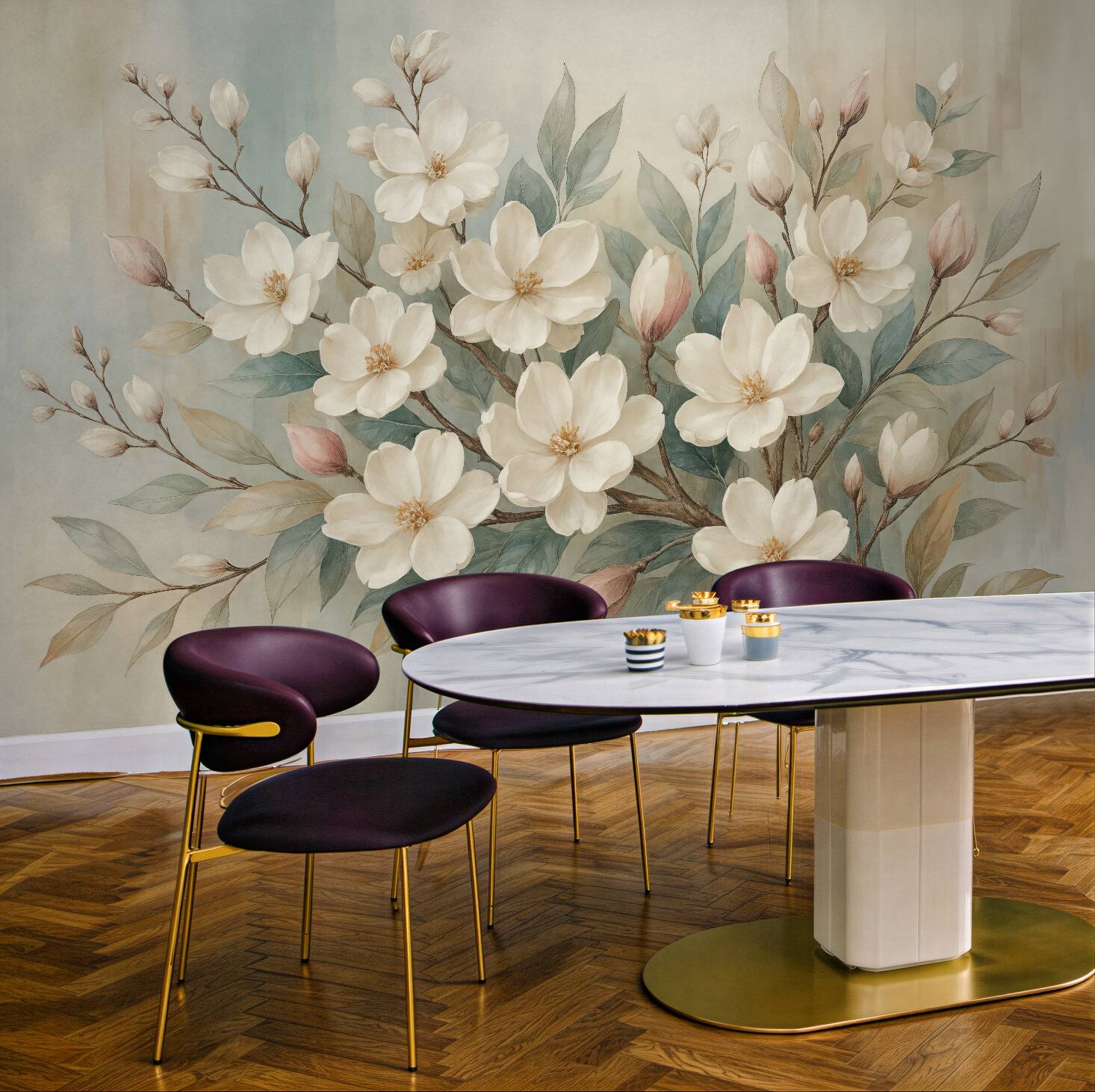 Fototapeta kremowe magnolie w pastelach
