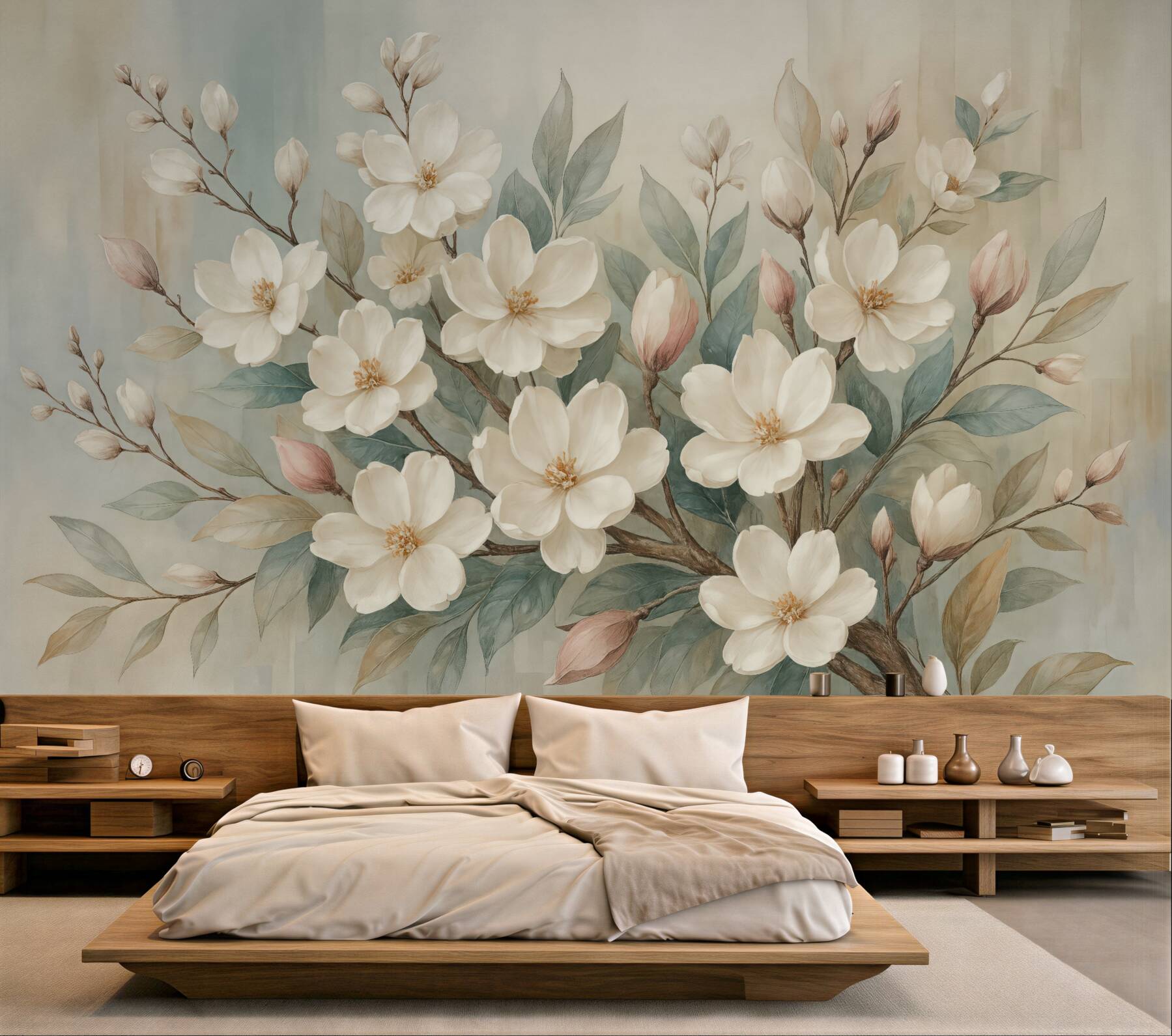 Fototapeta kremowe magnolie w pastelach