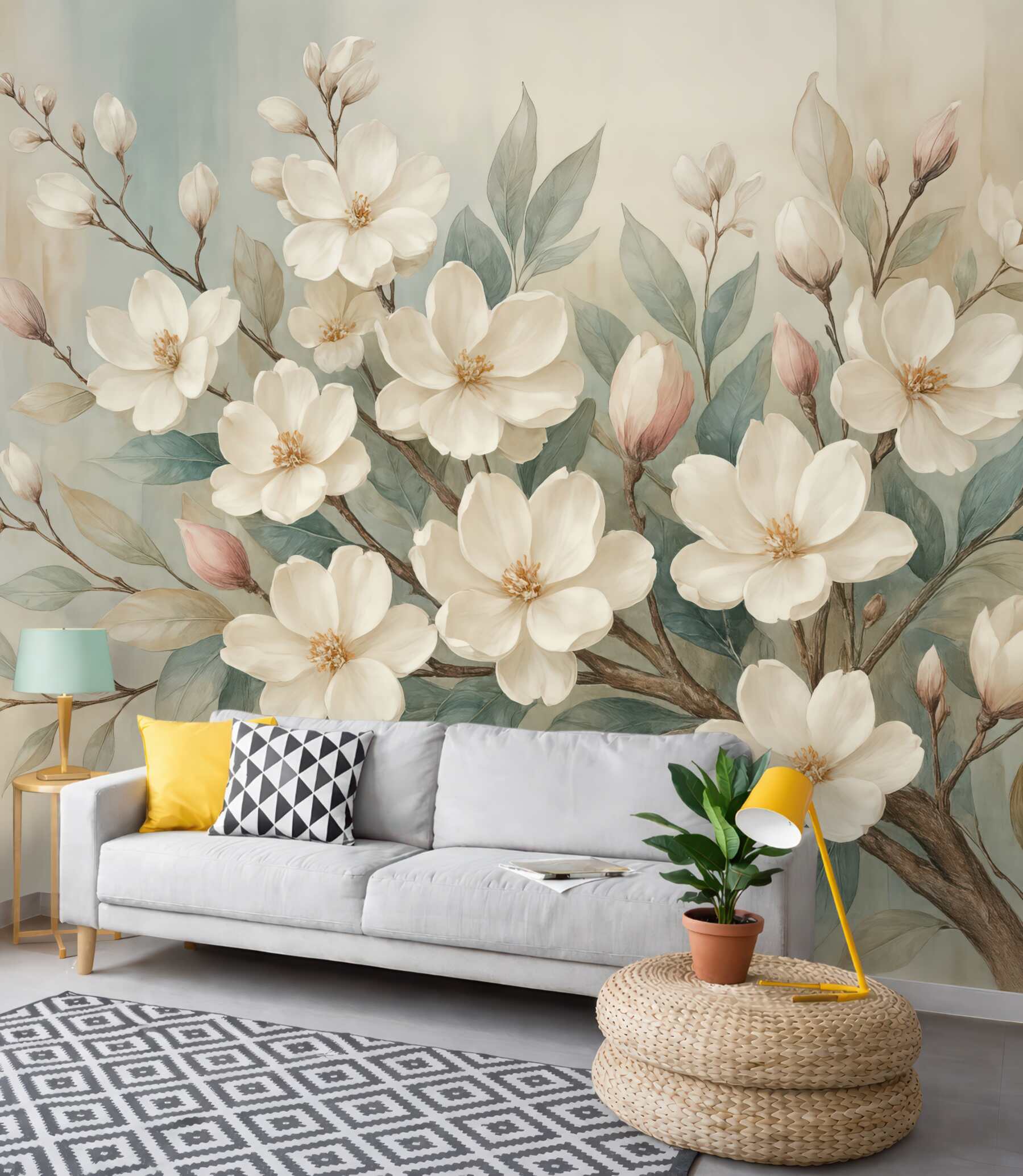 Fototapeta kremowe magnolie w pastelach
